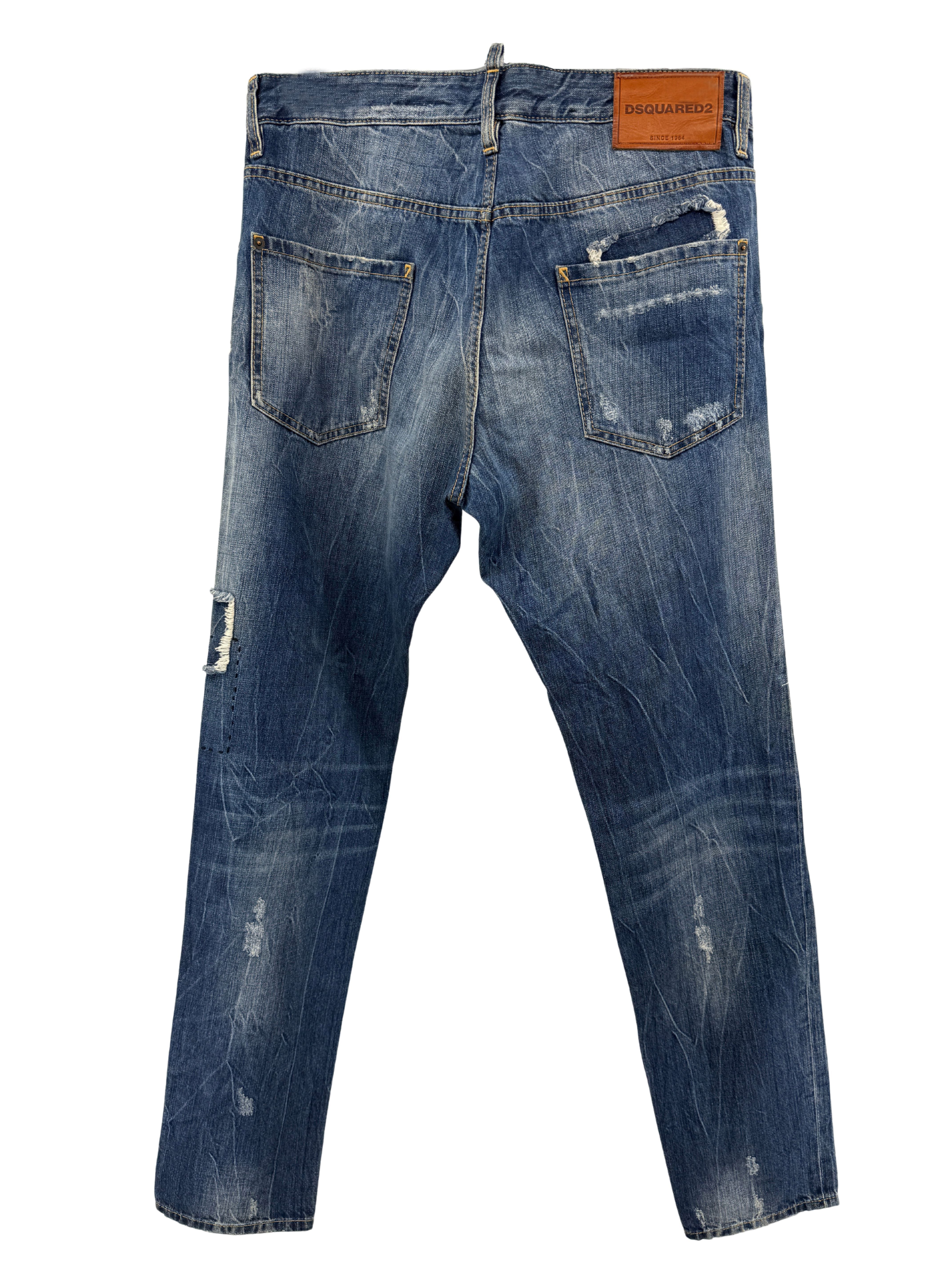 Dsquared2 Cool Guy Stitch Detail Distressed Jean - Dark Blue Dsquared2