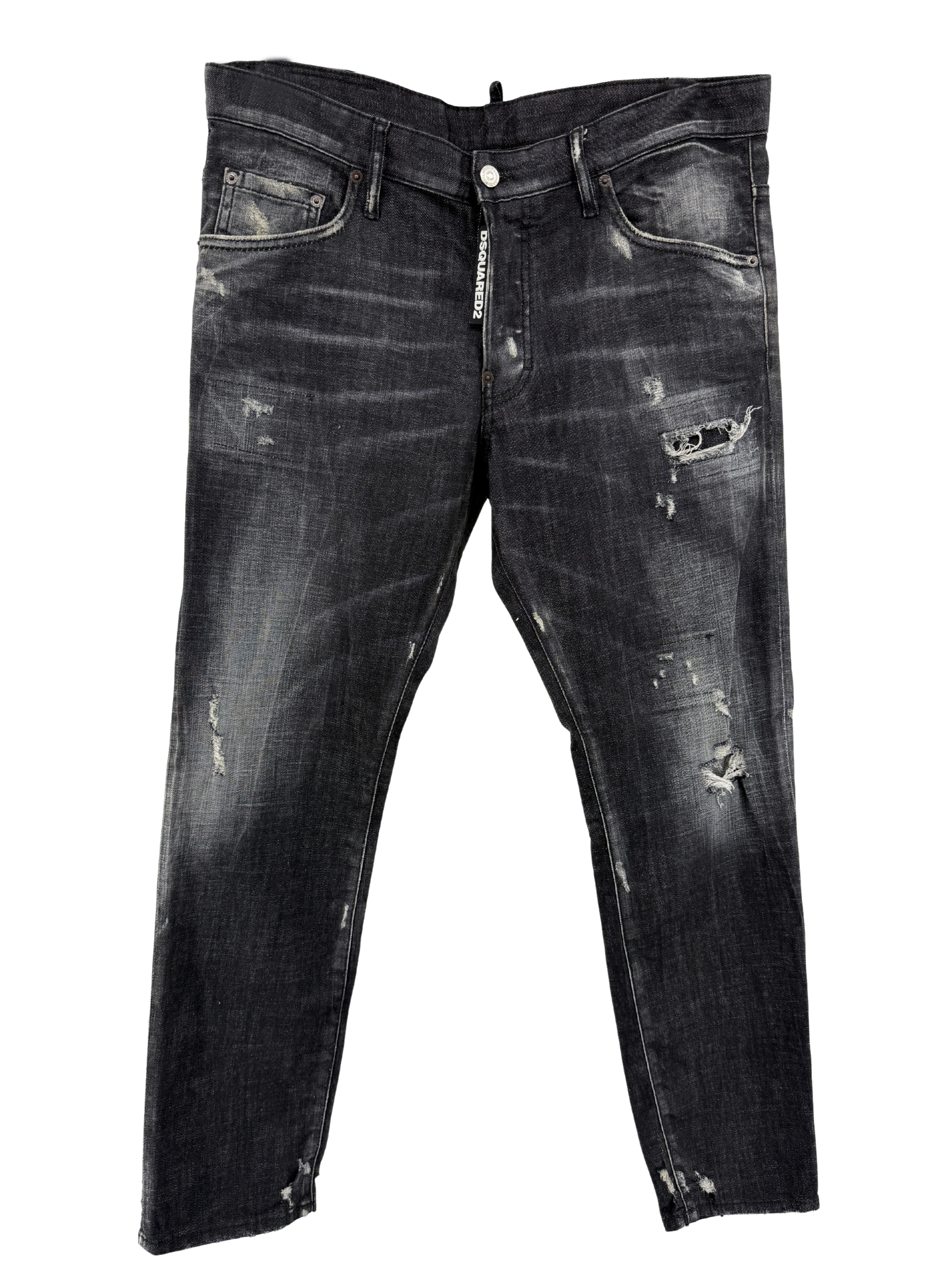 Dsquared2 Distressed Skater Jean - Washed Black