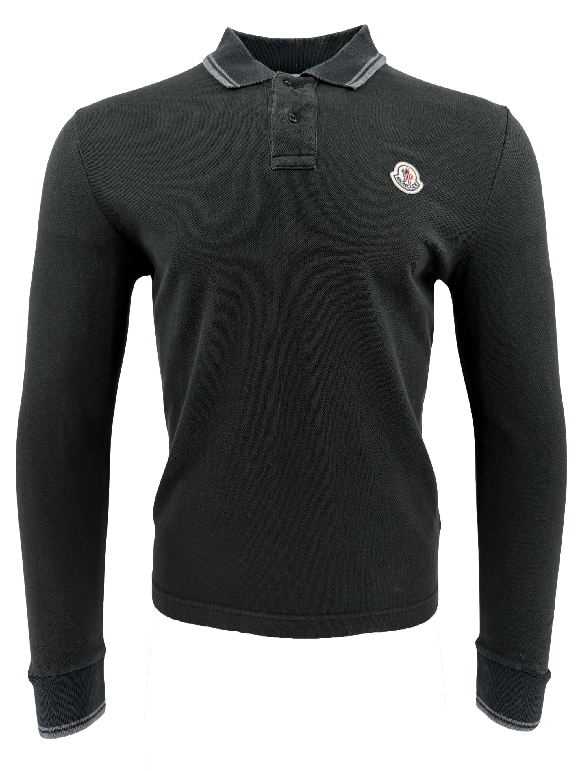 Moncler Long Sleeve Badge Polo - Black