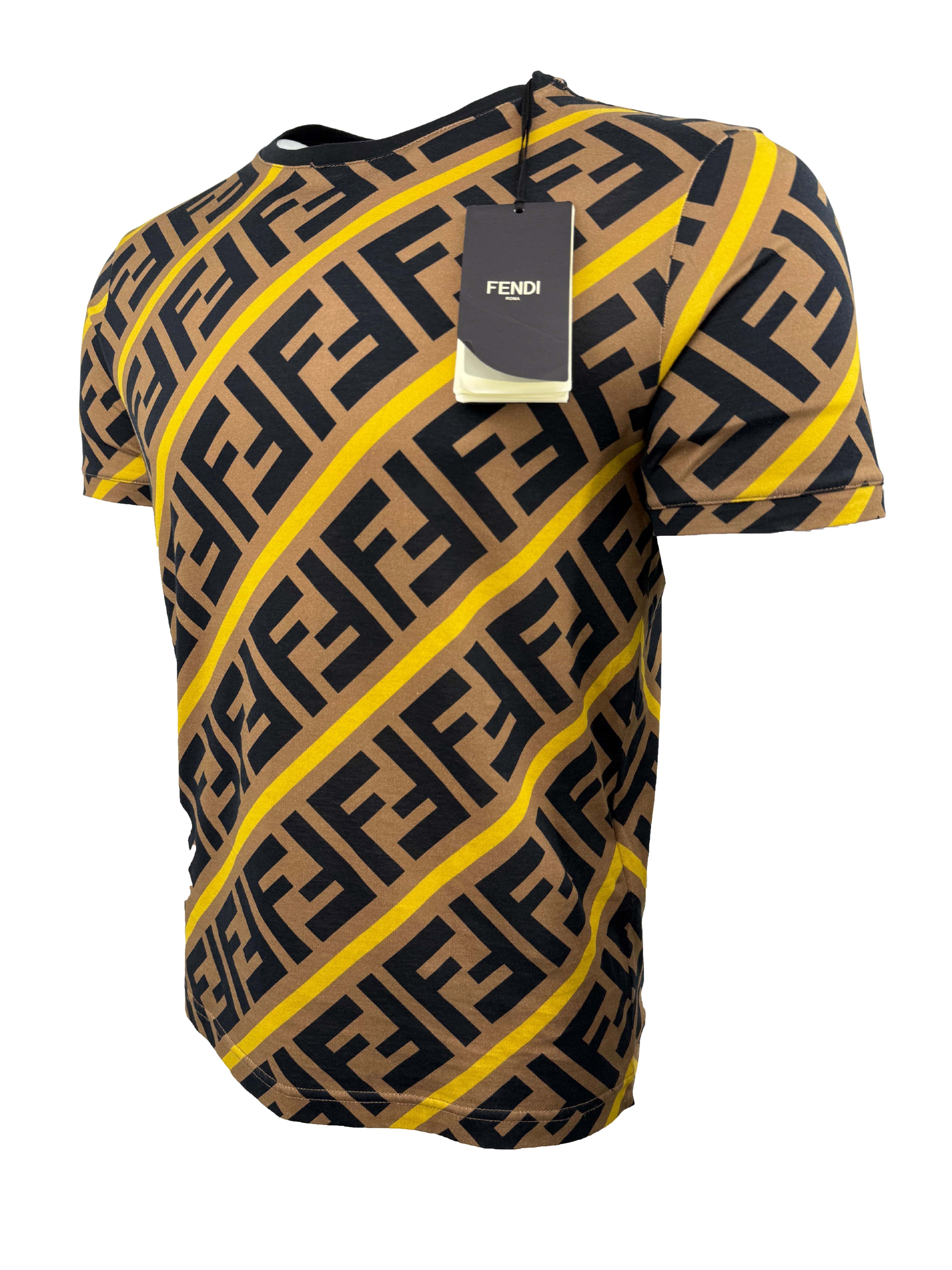 Fendi FF Stripe T-Shirt - Brown (Unused) Fendi