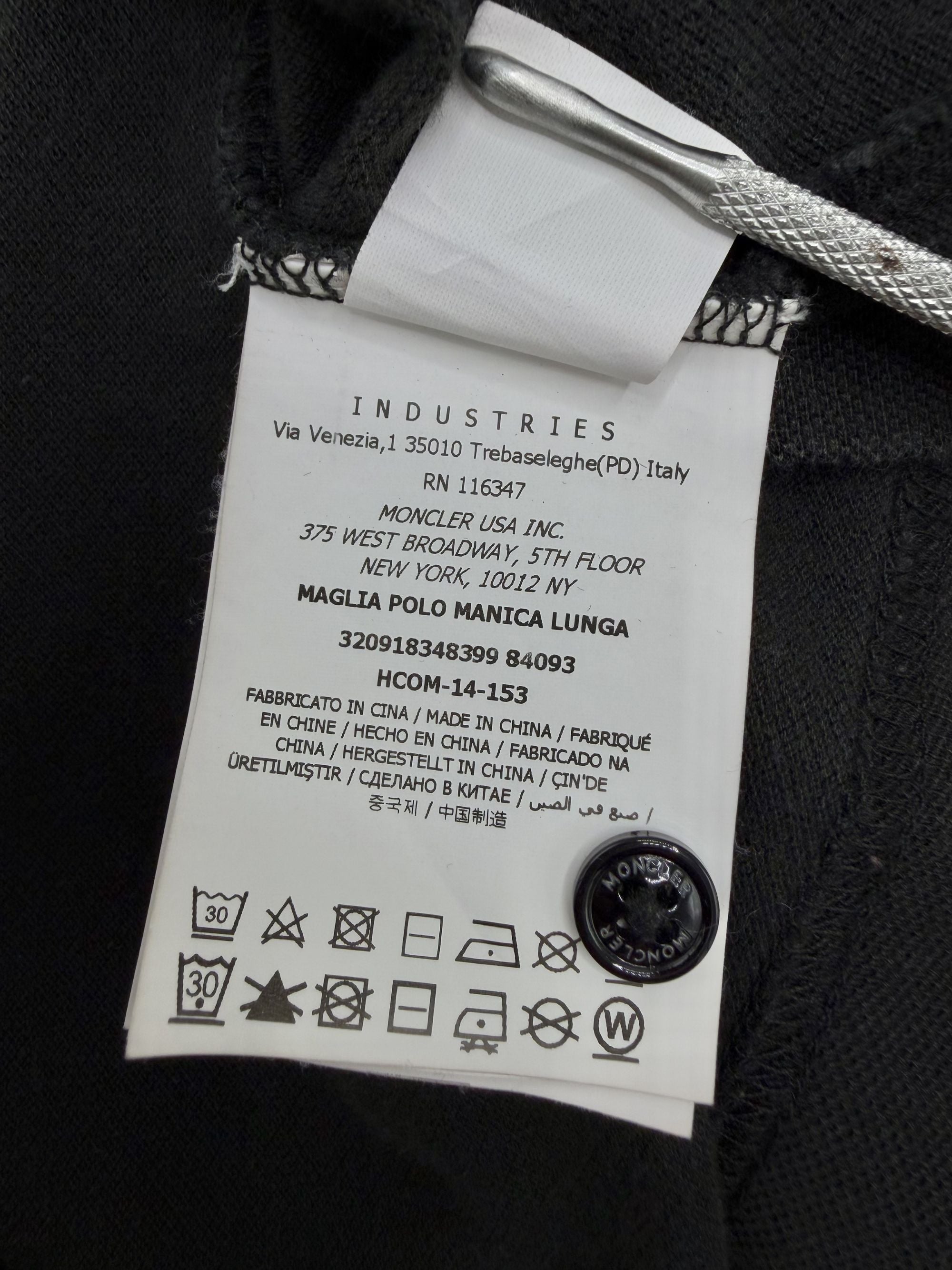 Moncler Long Sleeve Badge Polo - Black