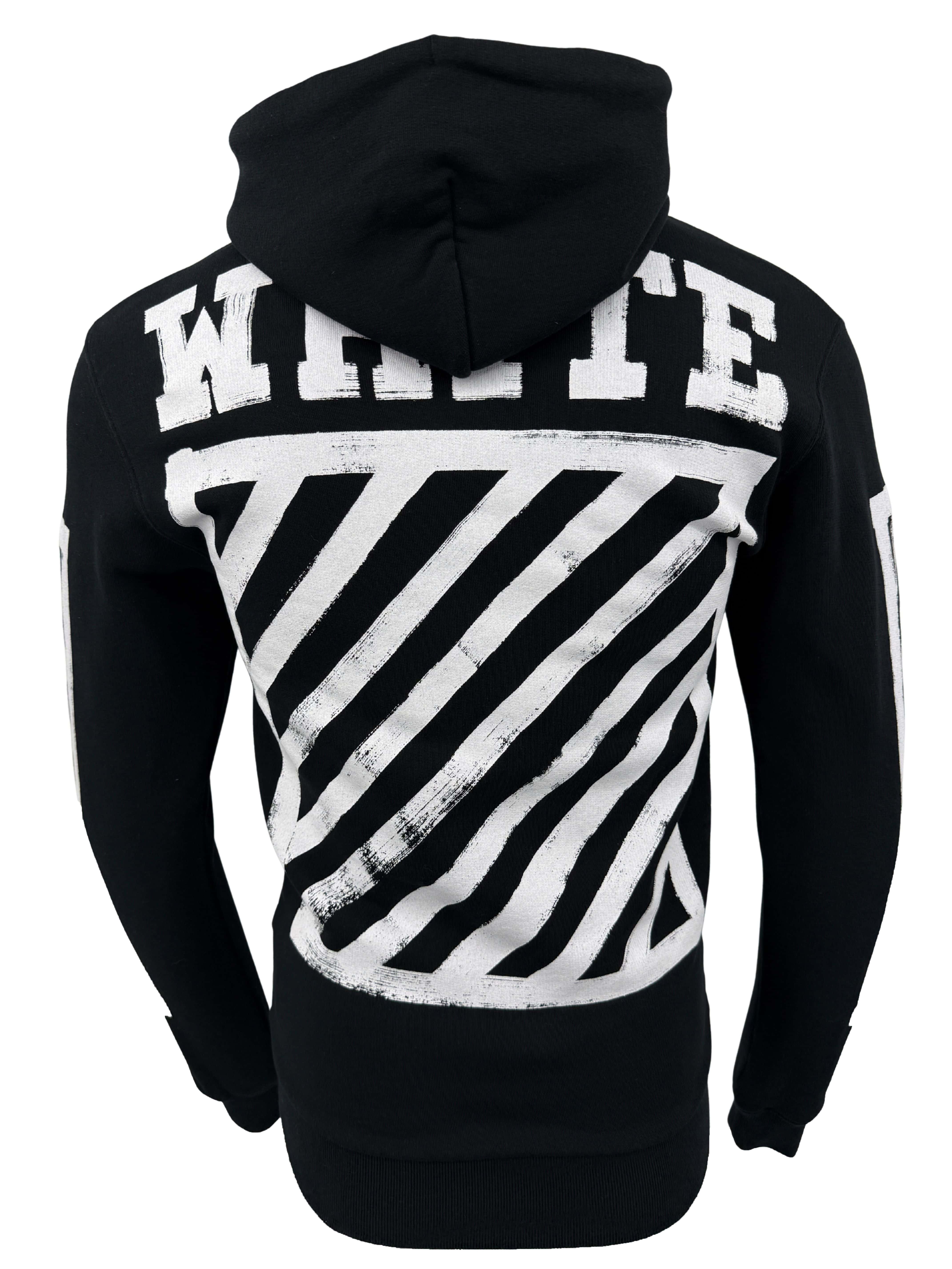 Off-White Brushed Paint Zip-Up Hoodie - Black