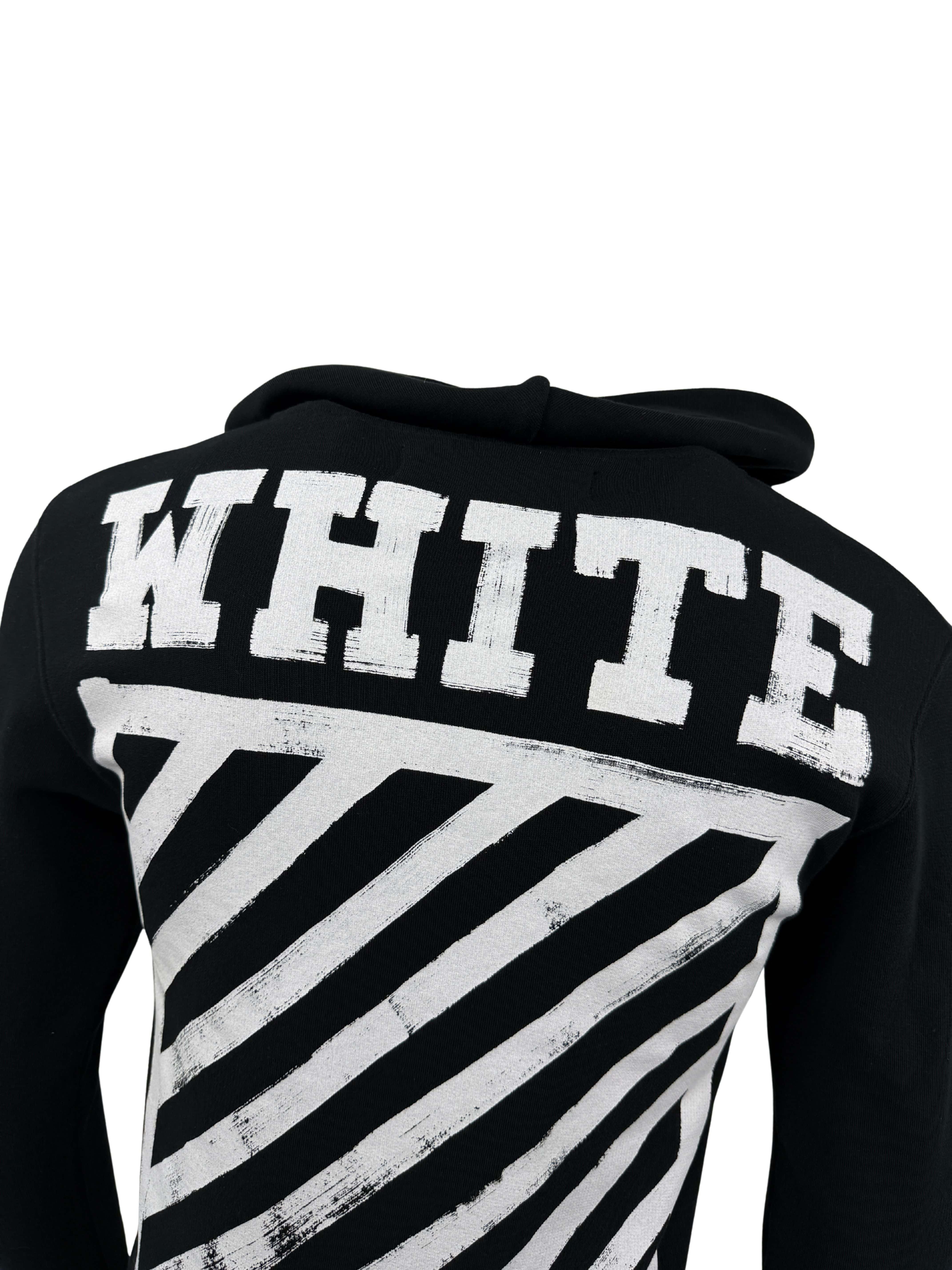 Off-White Brushed Paint Zip-Up Hoodie - Black
