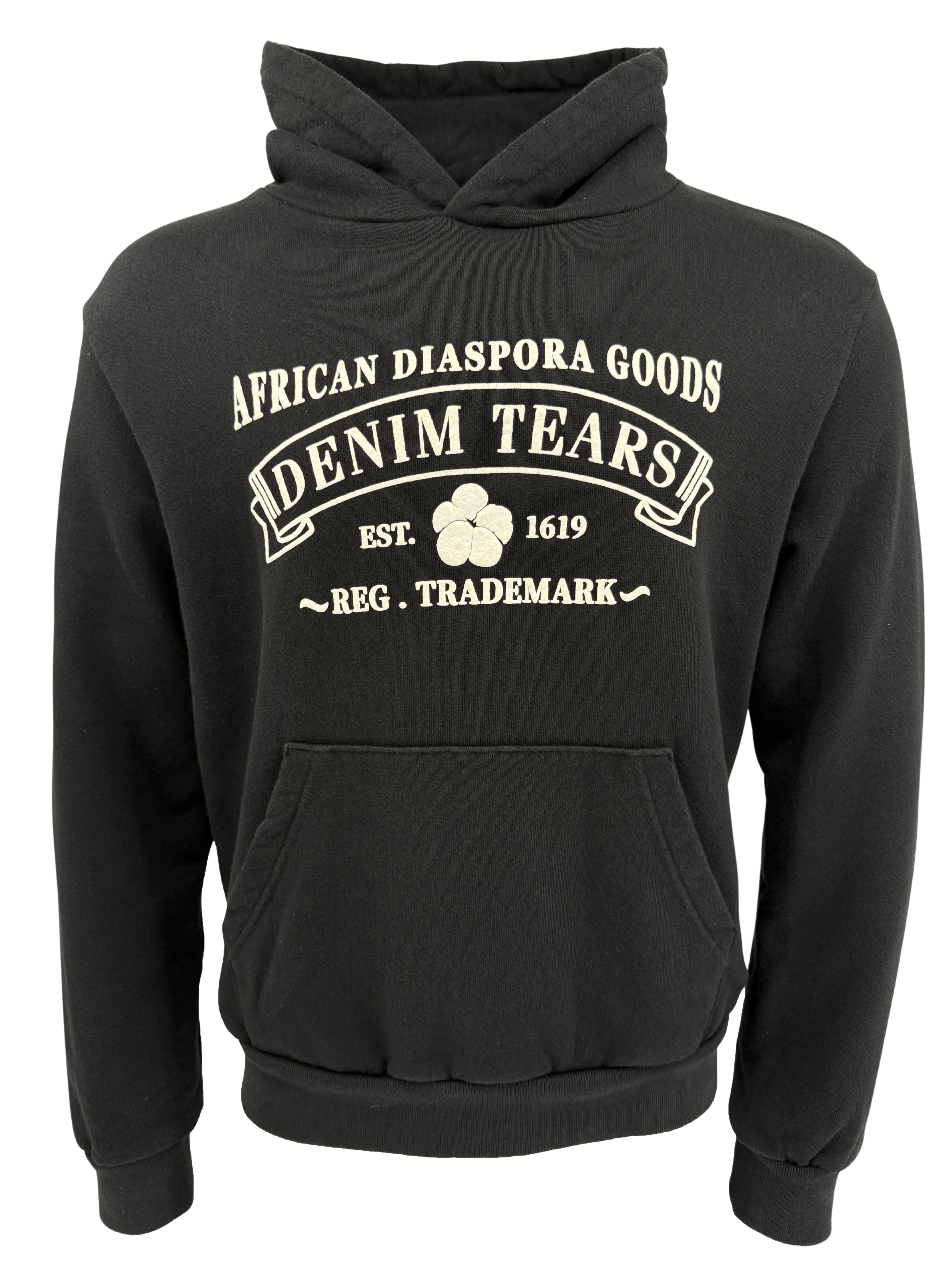 Denim Tears African Diaspora Goods White Puff Print Hoodie - Black