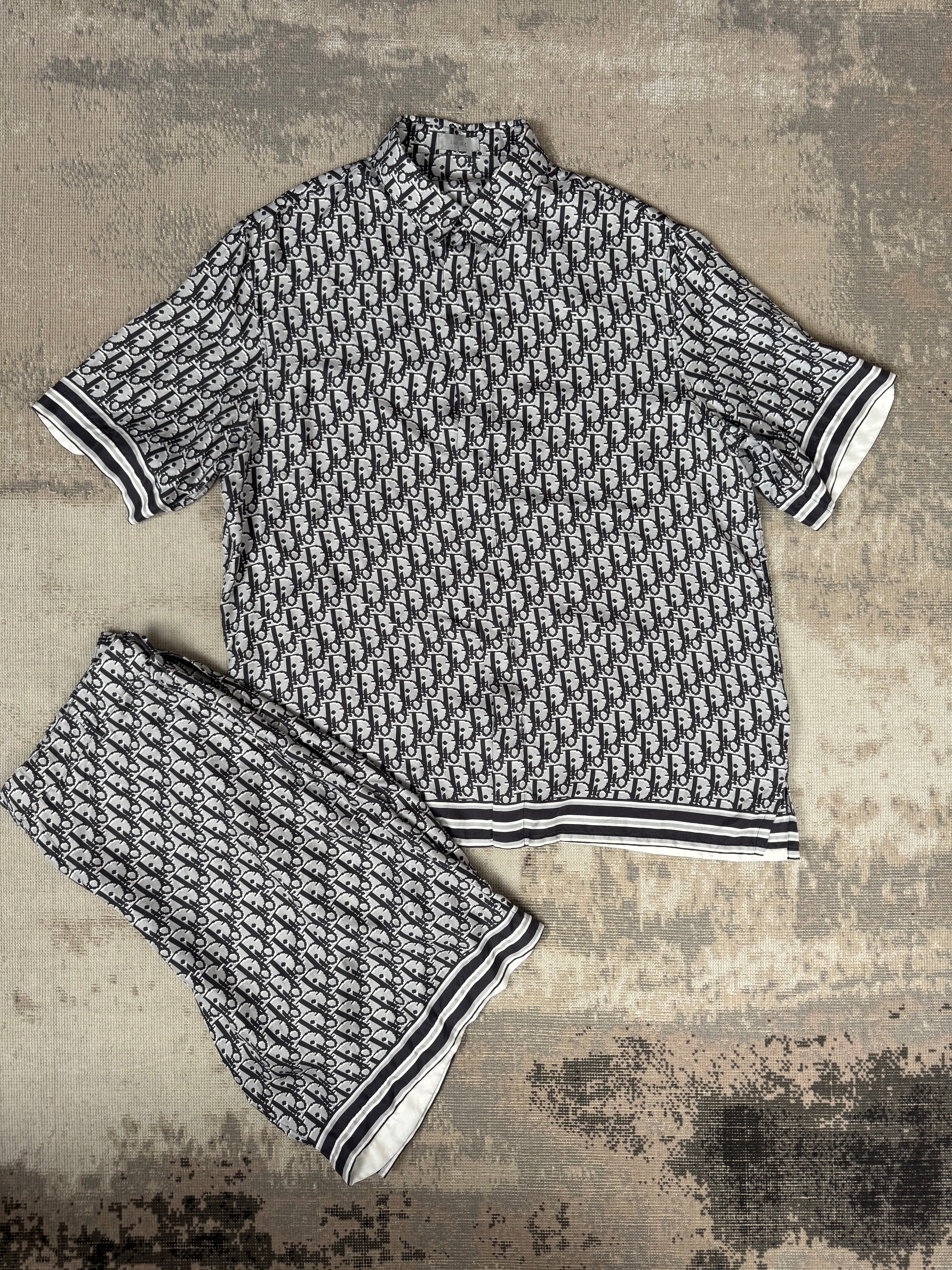 Dior Oblique Short Sleeve Shirt & Shorts Set - Grey Dior