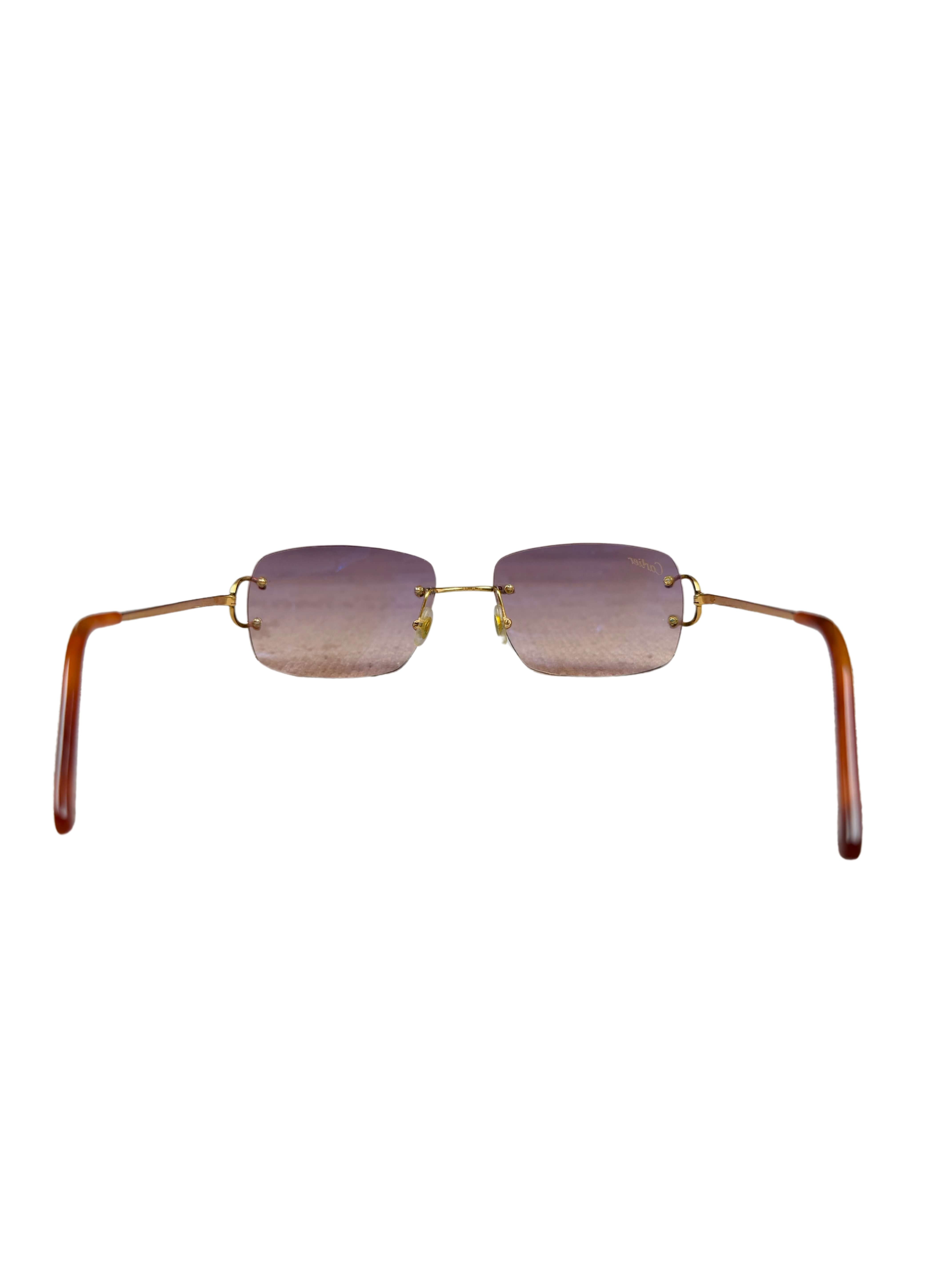 Cartier CT00920 001 Rimless Sunglasses - Gold/Purple Cartier