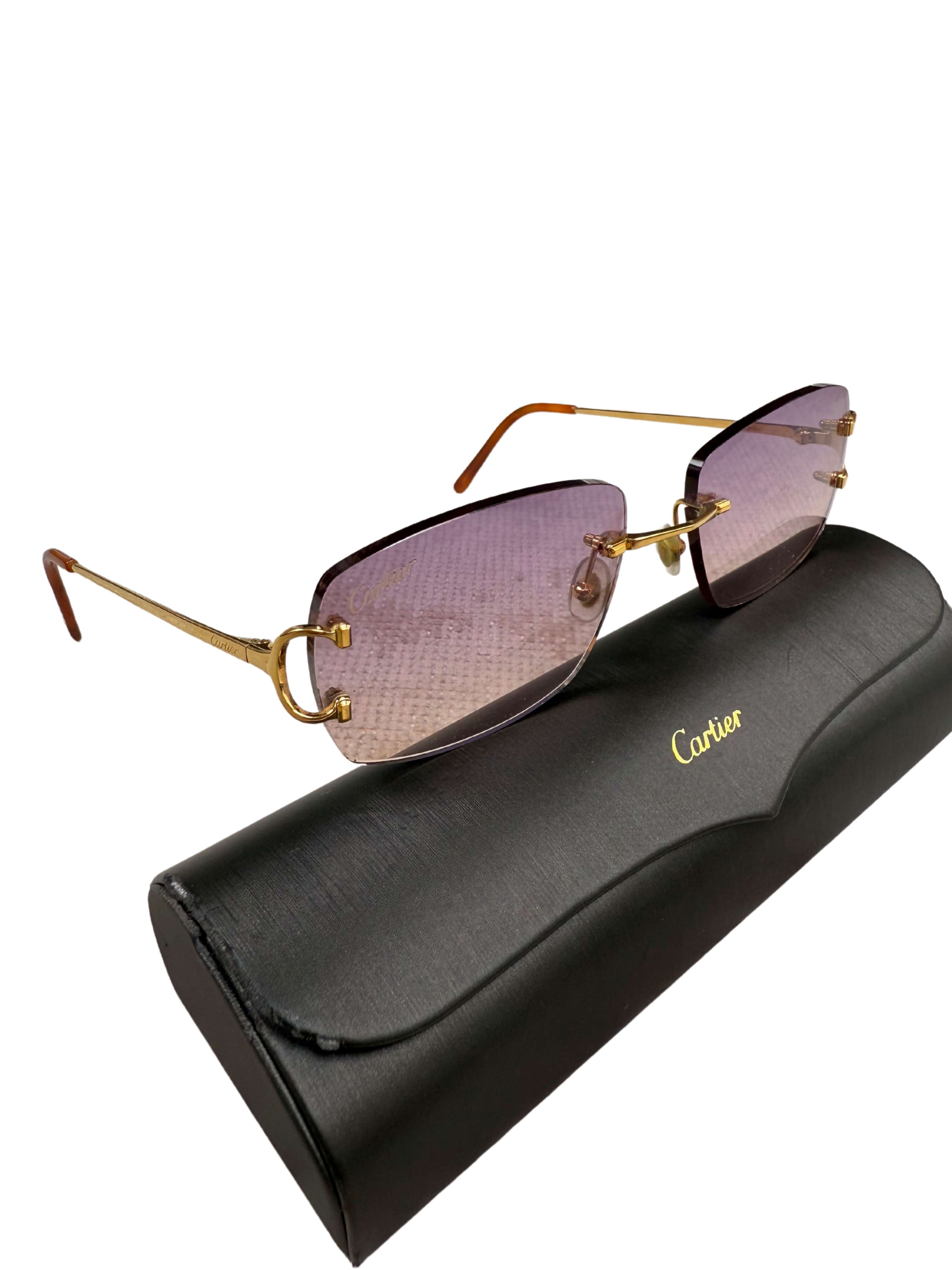 Cartier CT00920 001 Rimless Sunglasses - Gold/Purple Cartier