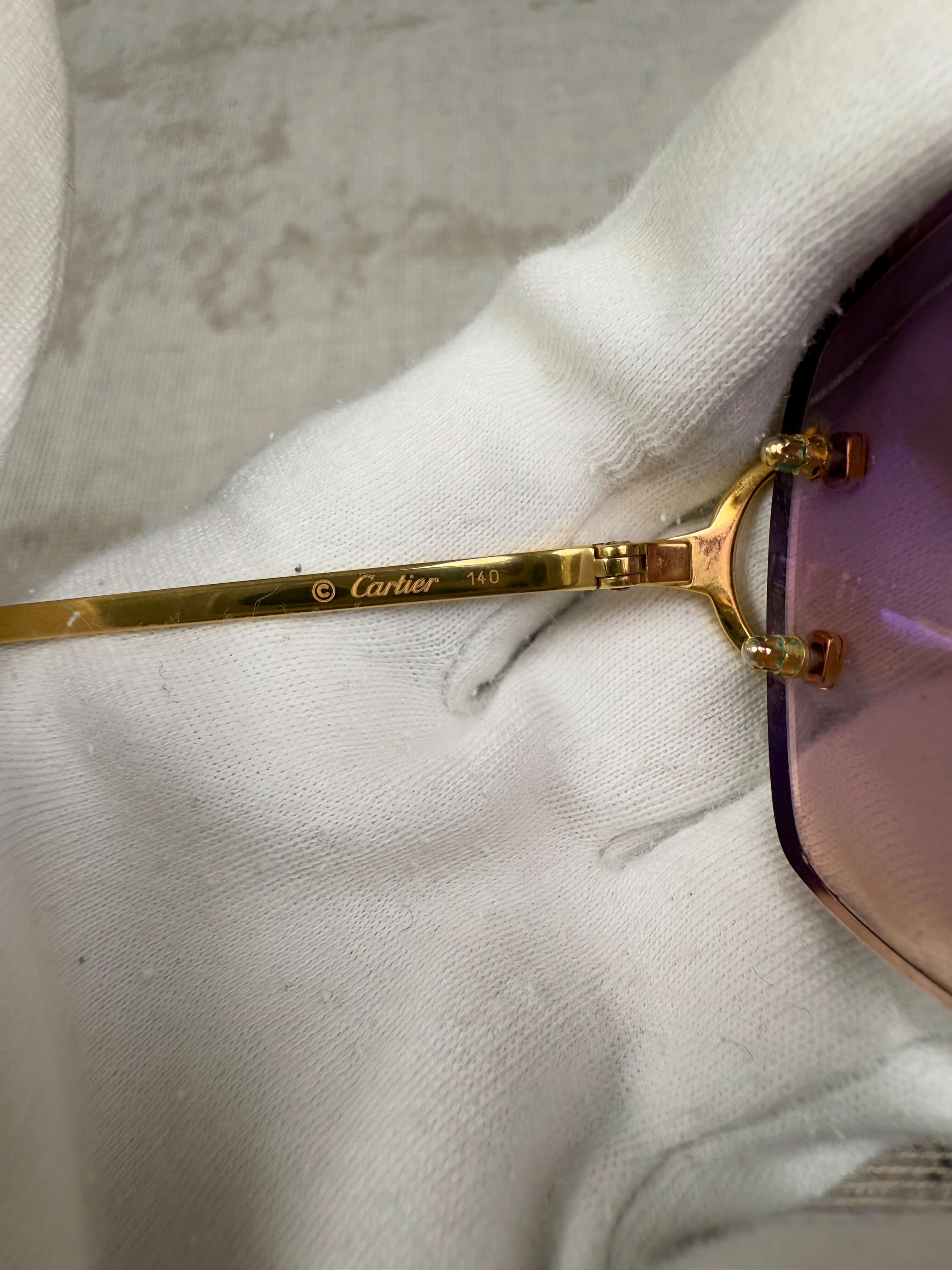 Cartier CT00920 001 Rimless Sunglasses - Gold/Purple