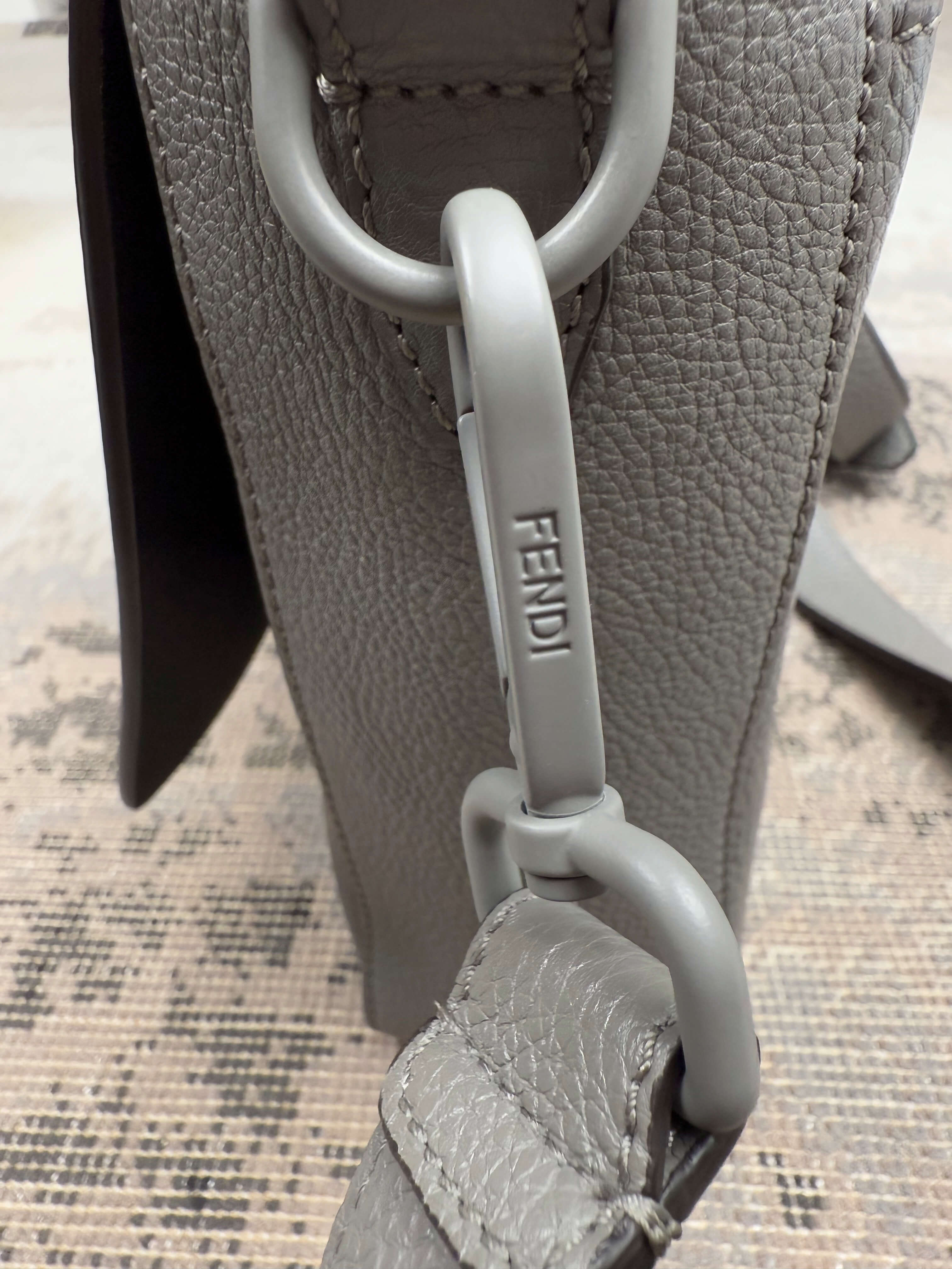 Fendi Baguette Convertible Leather Bag - Grey