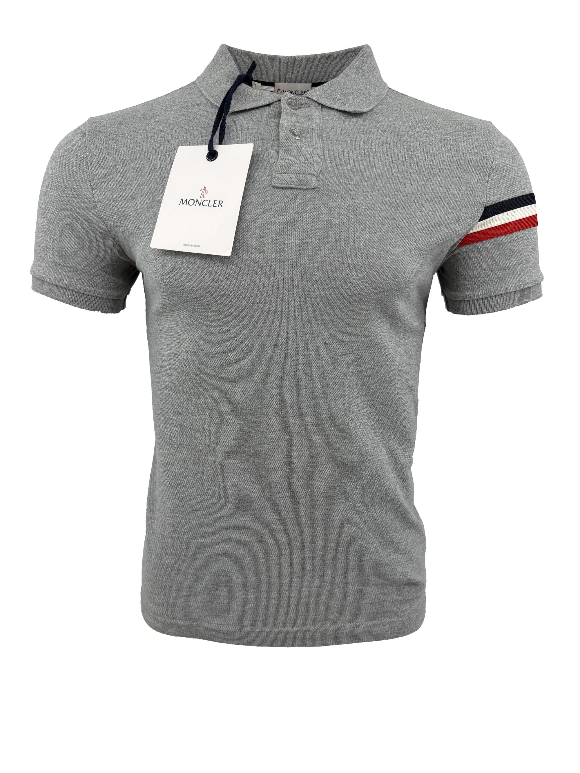 Moncler Stripe Sleeve Polo - Grey (Unused) Moncler