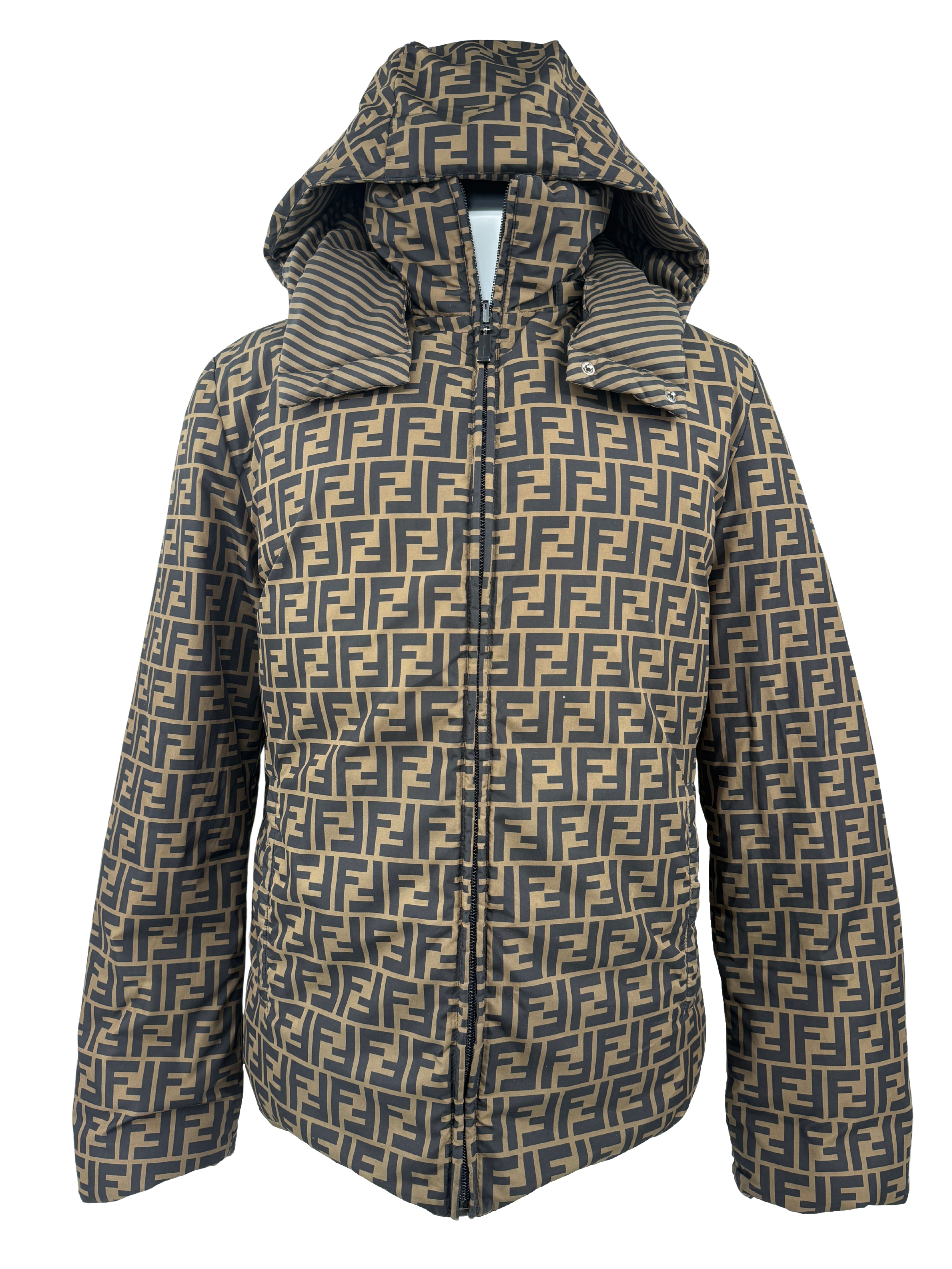 Fendi FF Logo Reversible Down Jacket - Brown