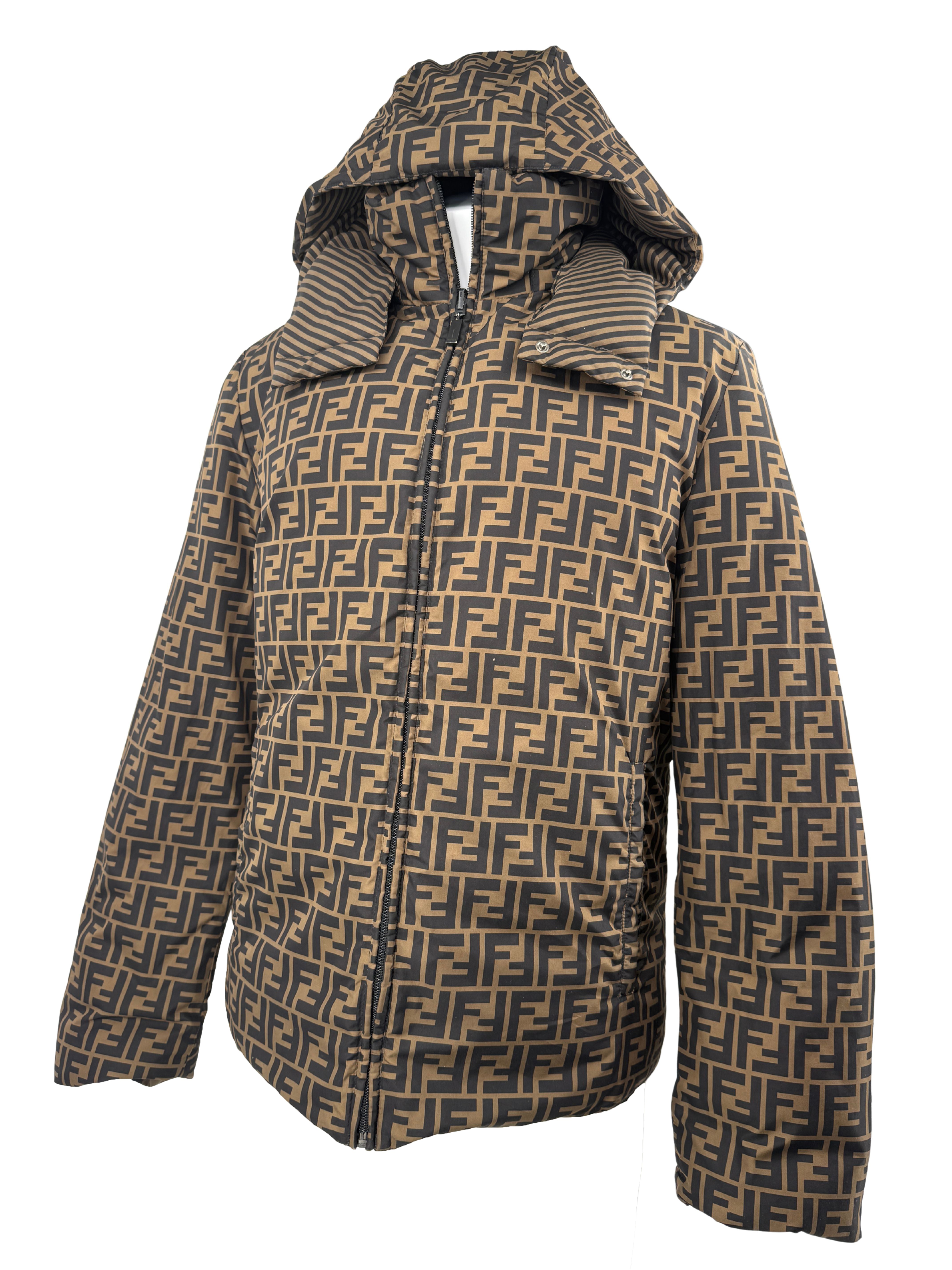 Fendi FF Logo Reversible Down Jacket - Brown