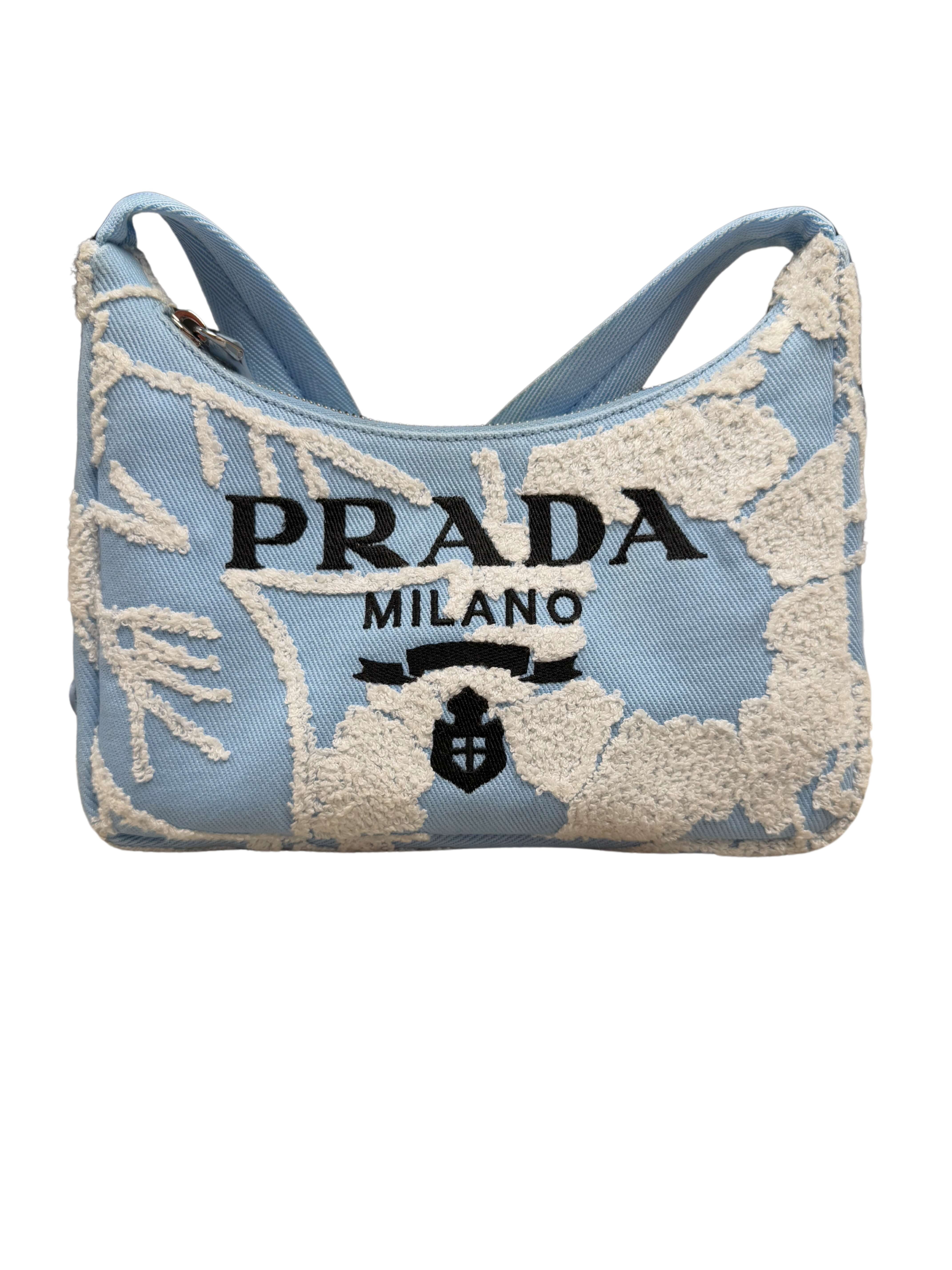 WOMENS - Prada Re-Edition 2000 Embroidered Drill Mini Bag - Blue