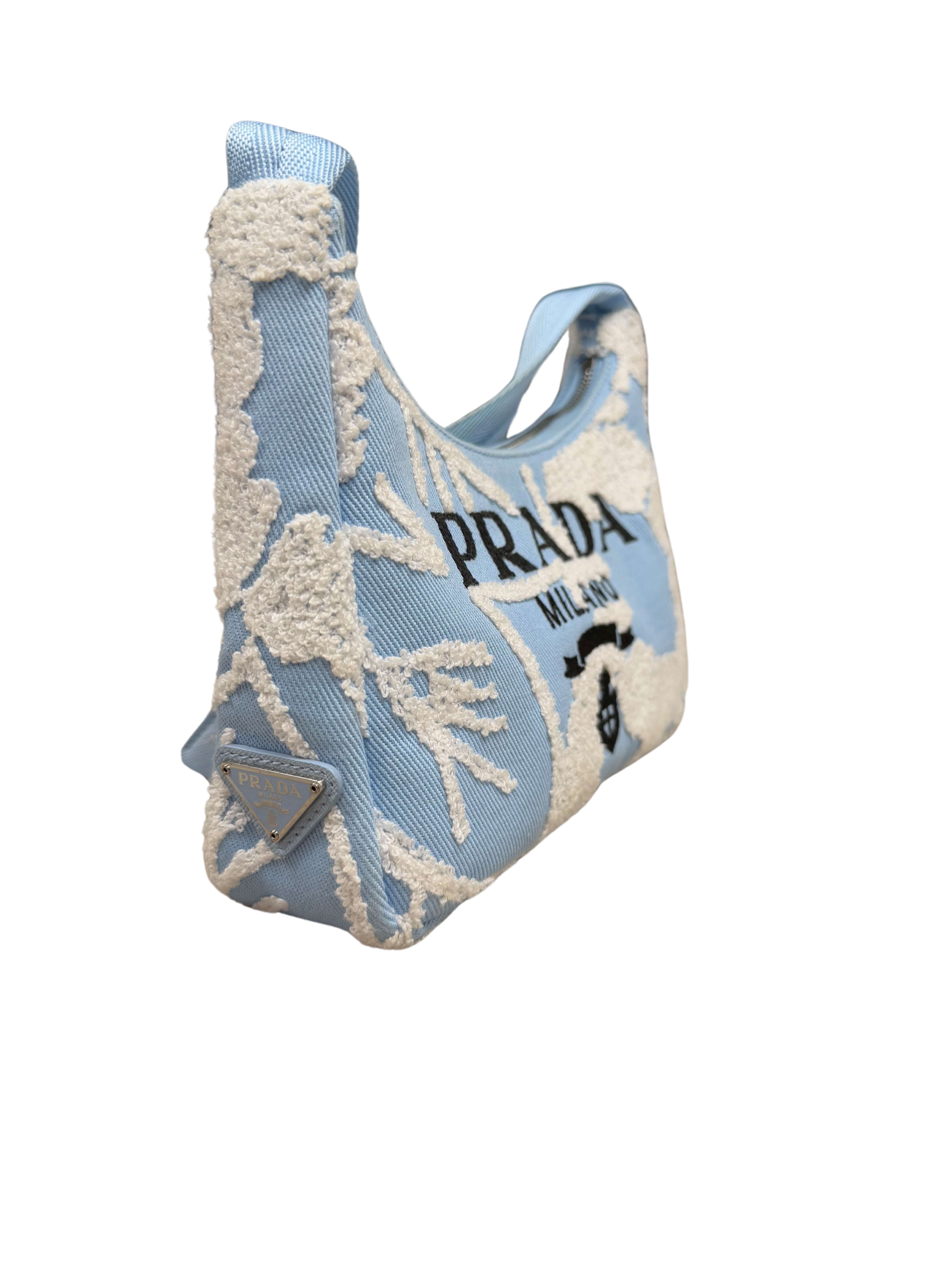 WOMENS - Prada Re-Edition 2000 Embroidered Drill Mini Bag - Blue