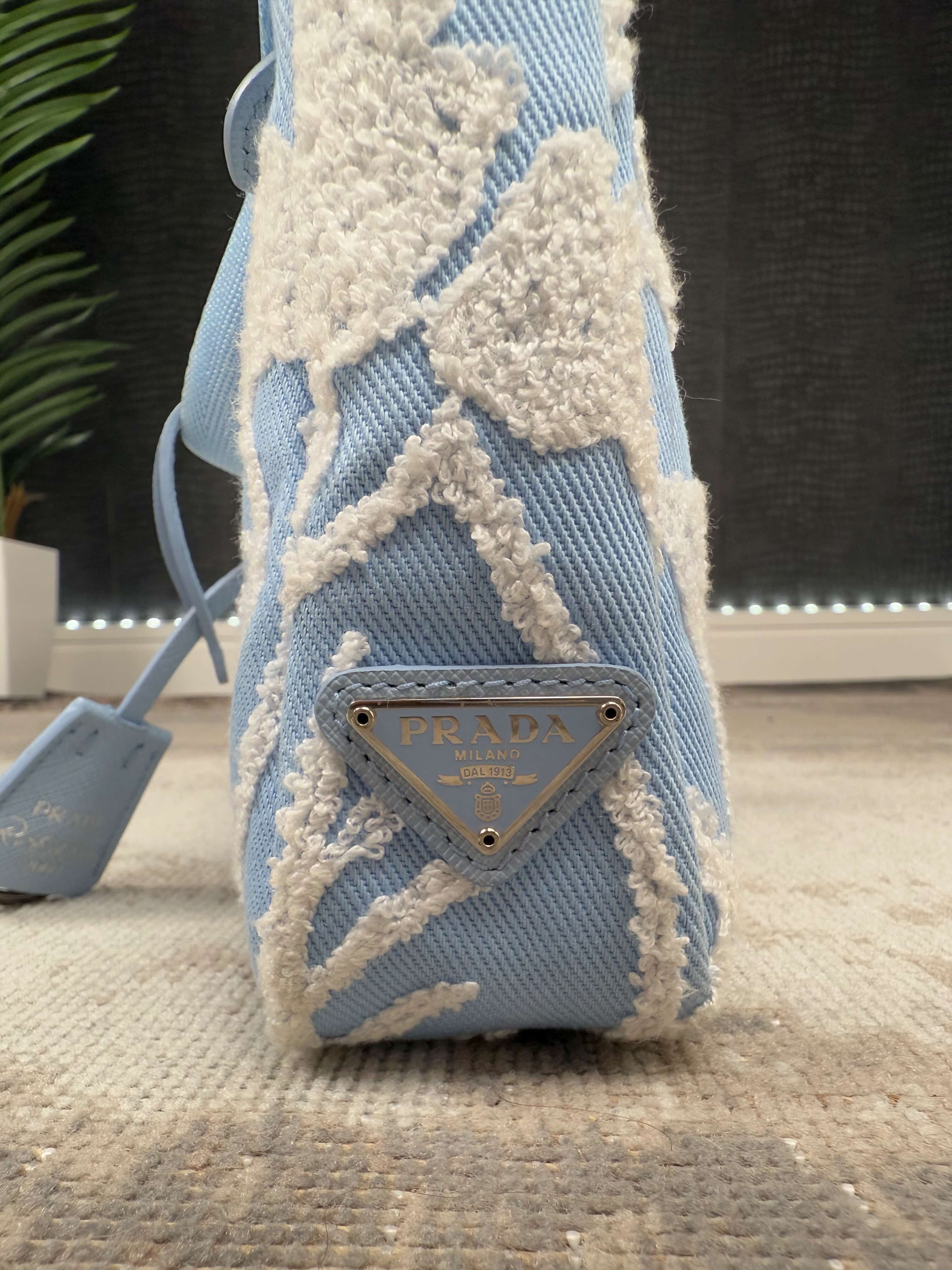 WOMENS - Prada Re-Edition 2000 Embroidered Drill Mini Bag - Blue