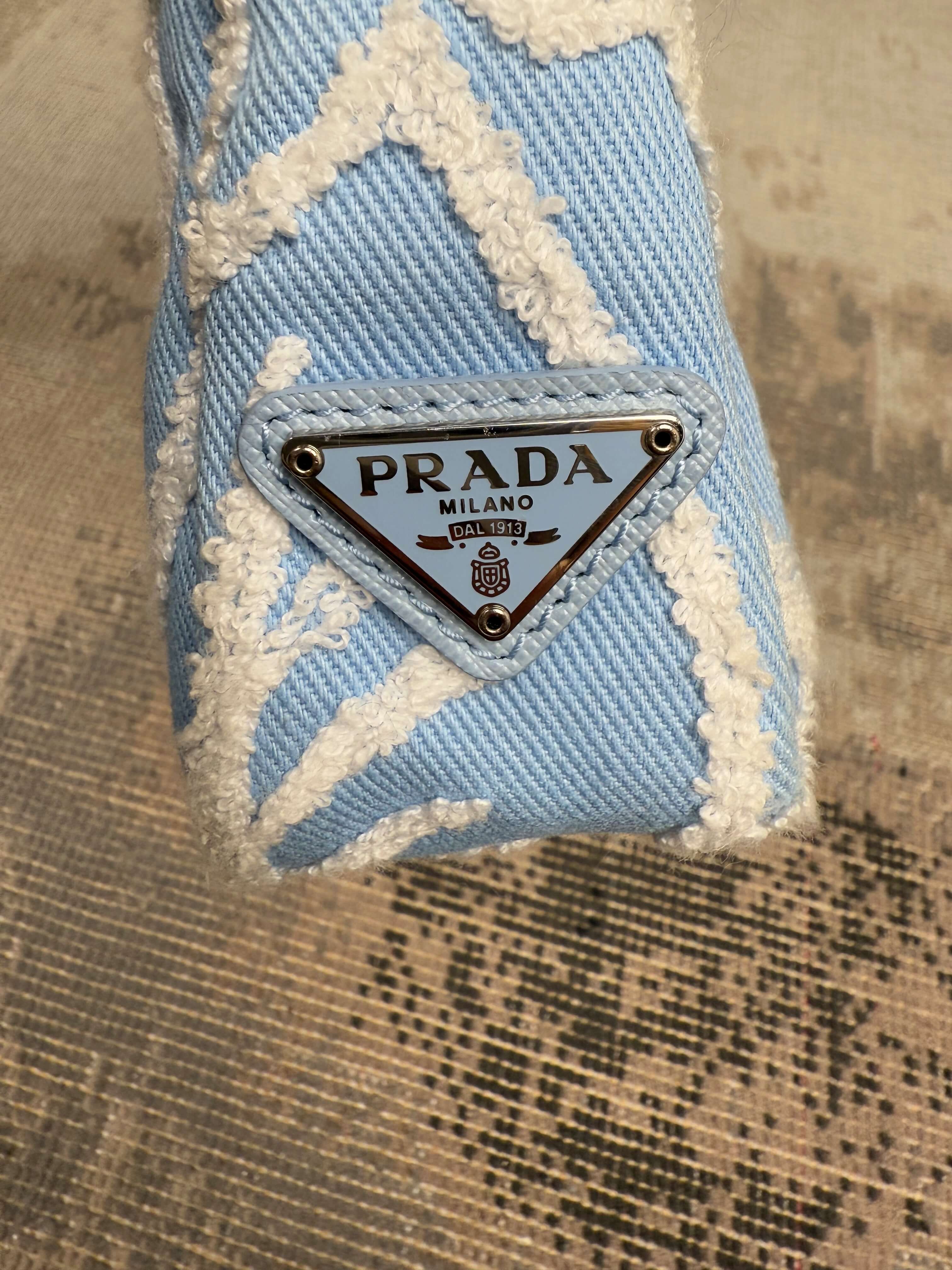 WOMENS - Prada Re-Edition 2000 Embroidered Drill Mini Bag - Blue