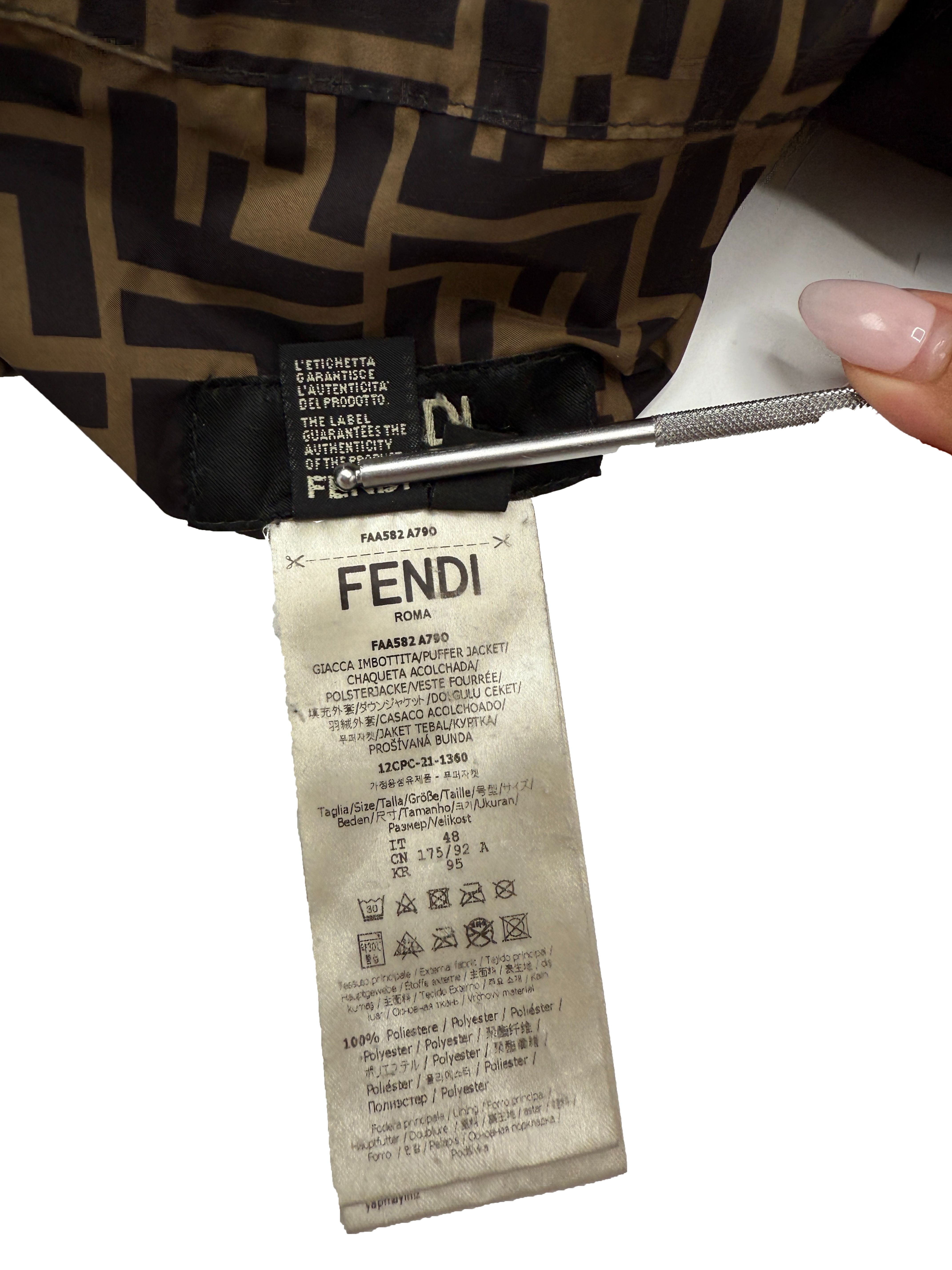 Fendi FF Logo Reversible Down Jacket - Brown