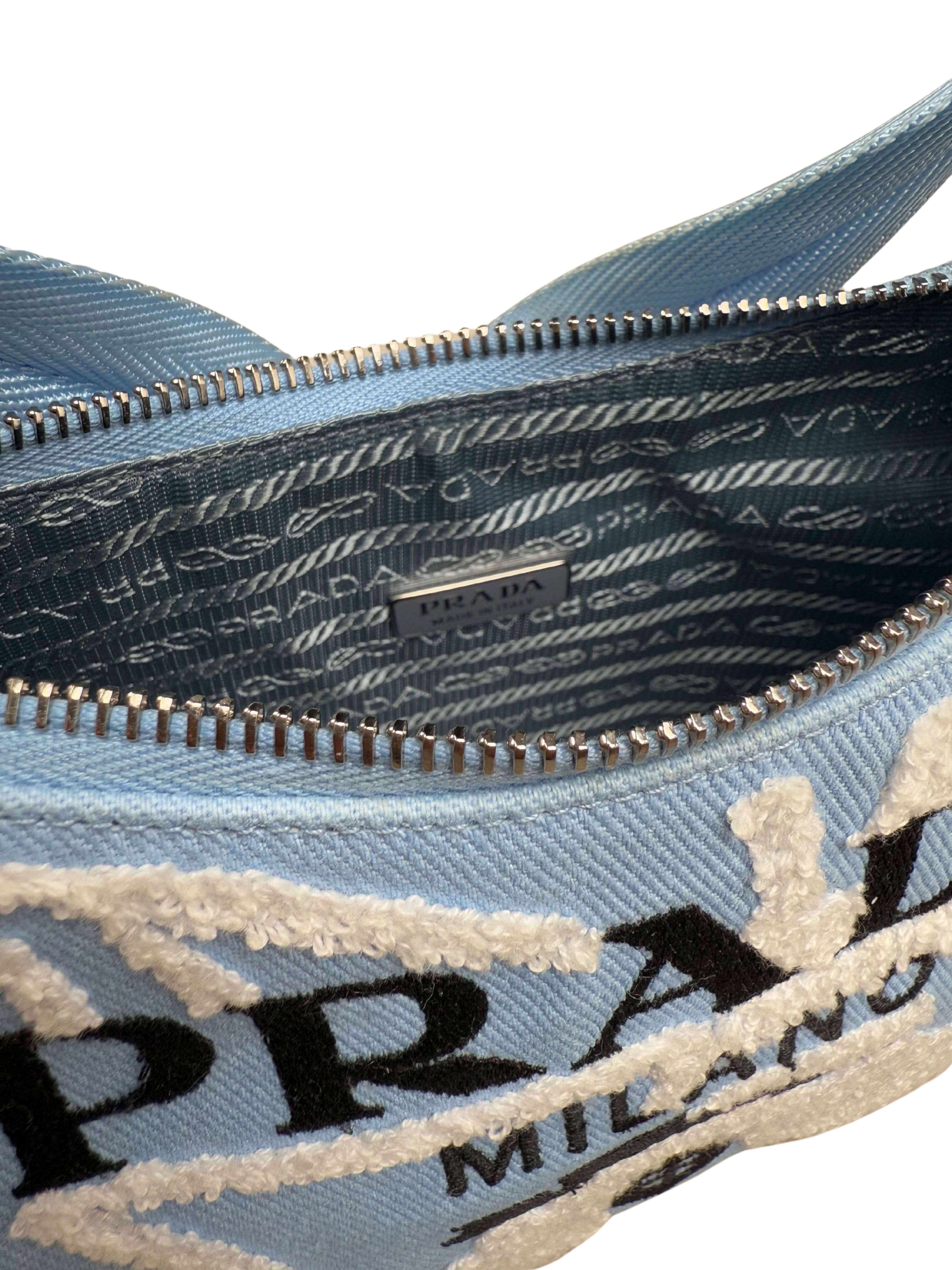 WOMEN'S - Prada Re-Edition 2000 Embroidered Drill Mini Bag - Blue