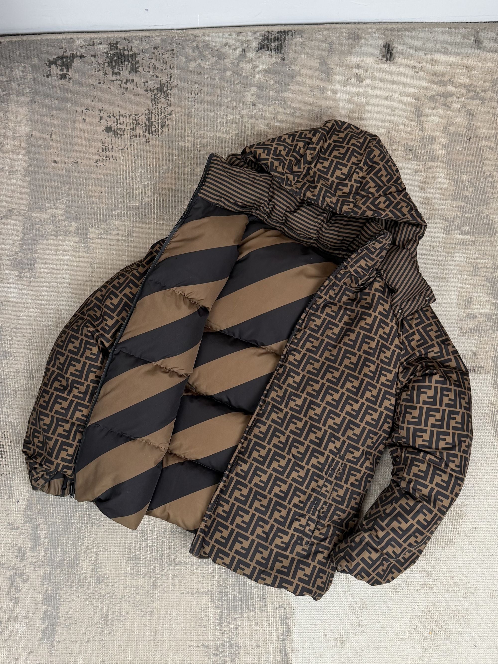 Fendi FF Logo Reversible Down Jacket - Brown