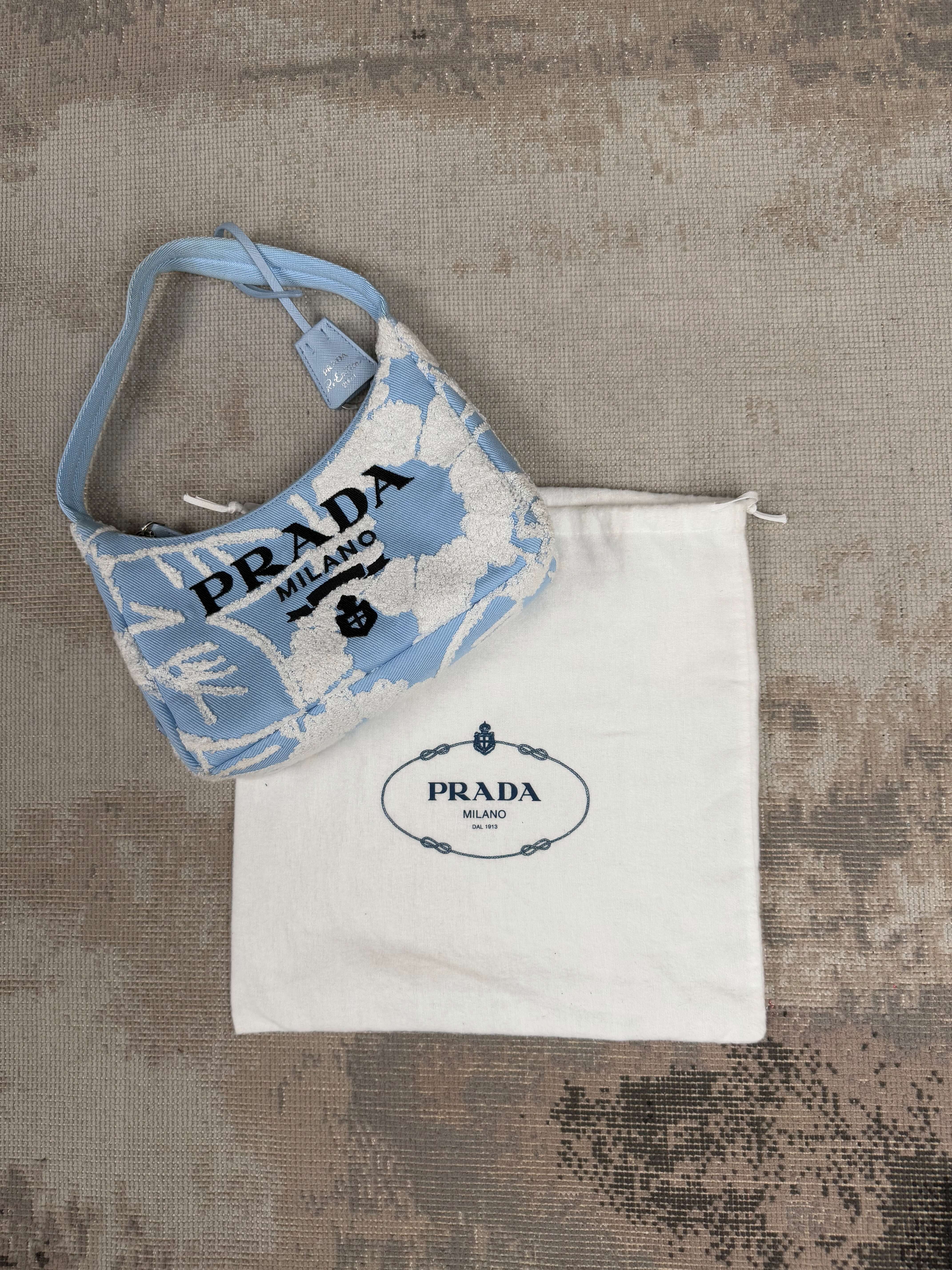 WOMENS - Prada Re-Edition 2000 Embroidered Drill Mini Bag - Blue