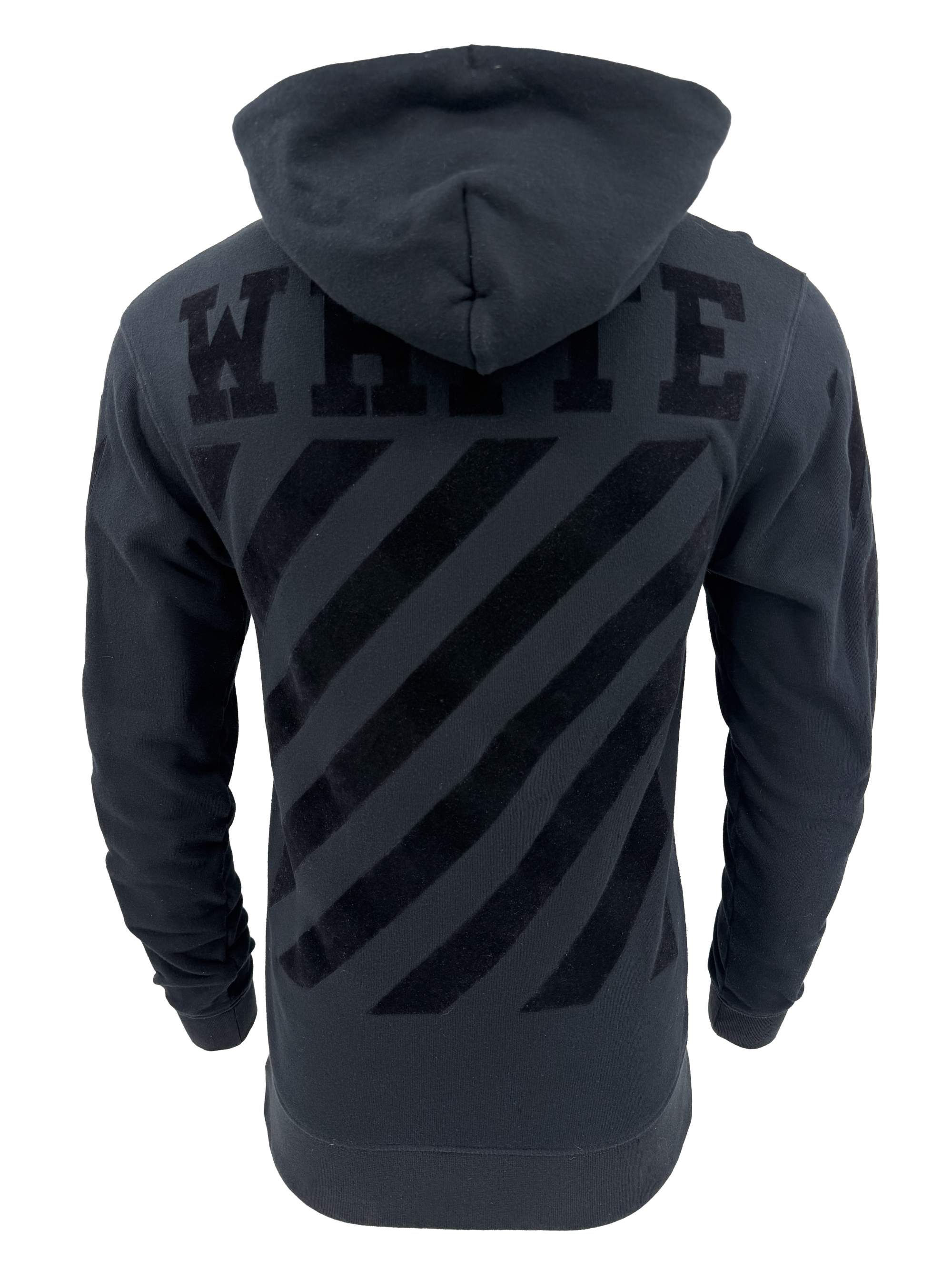 Off White Velvet Stripe Hoodie - Black Off-White
