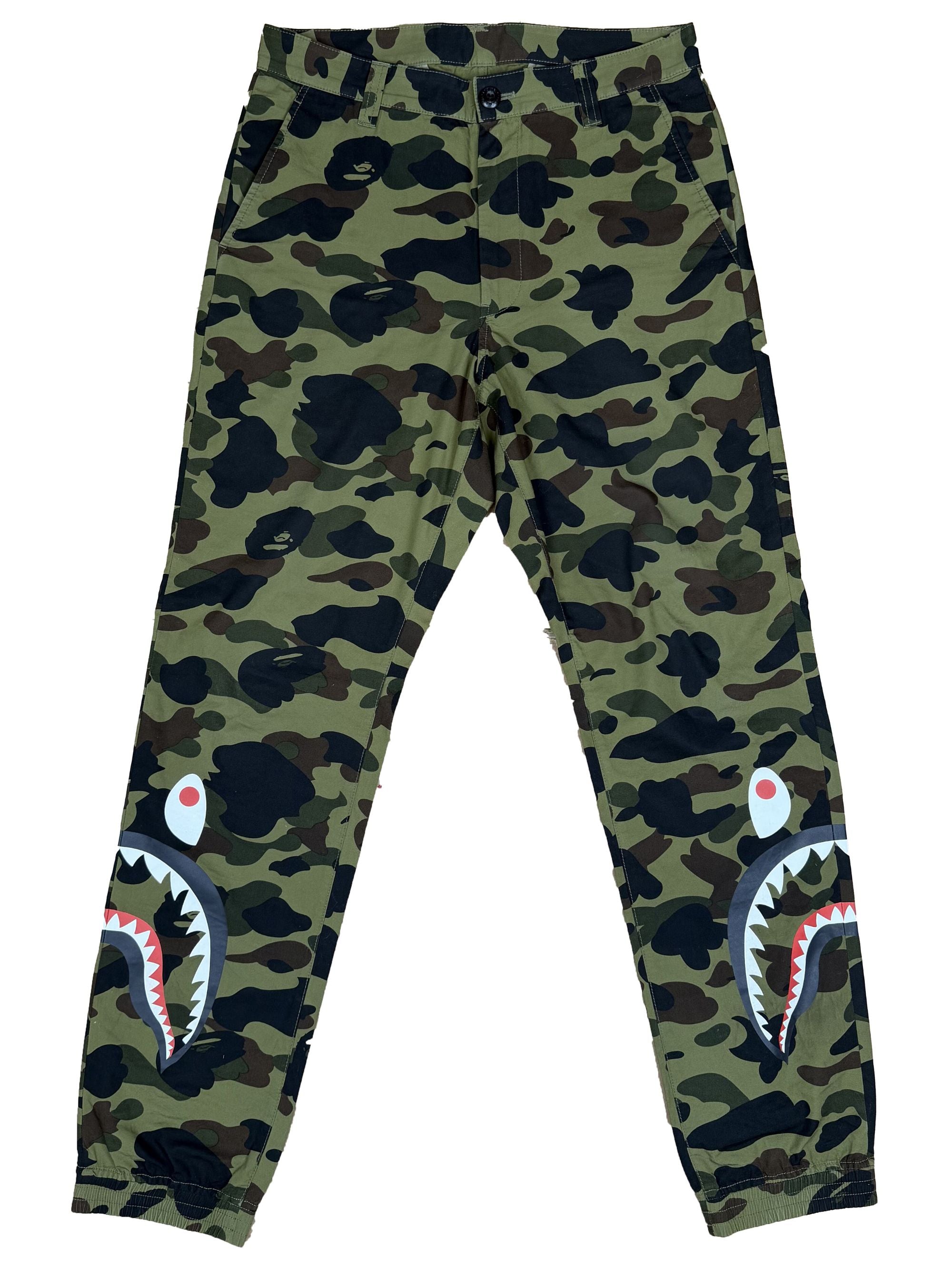 Bape Camo Shark Print Trousers - Khaki BAPE