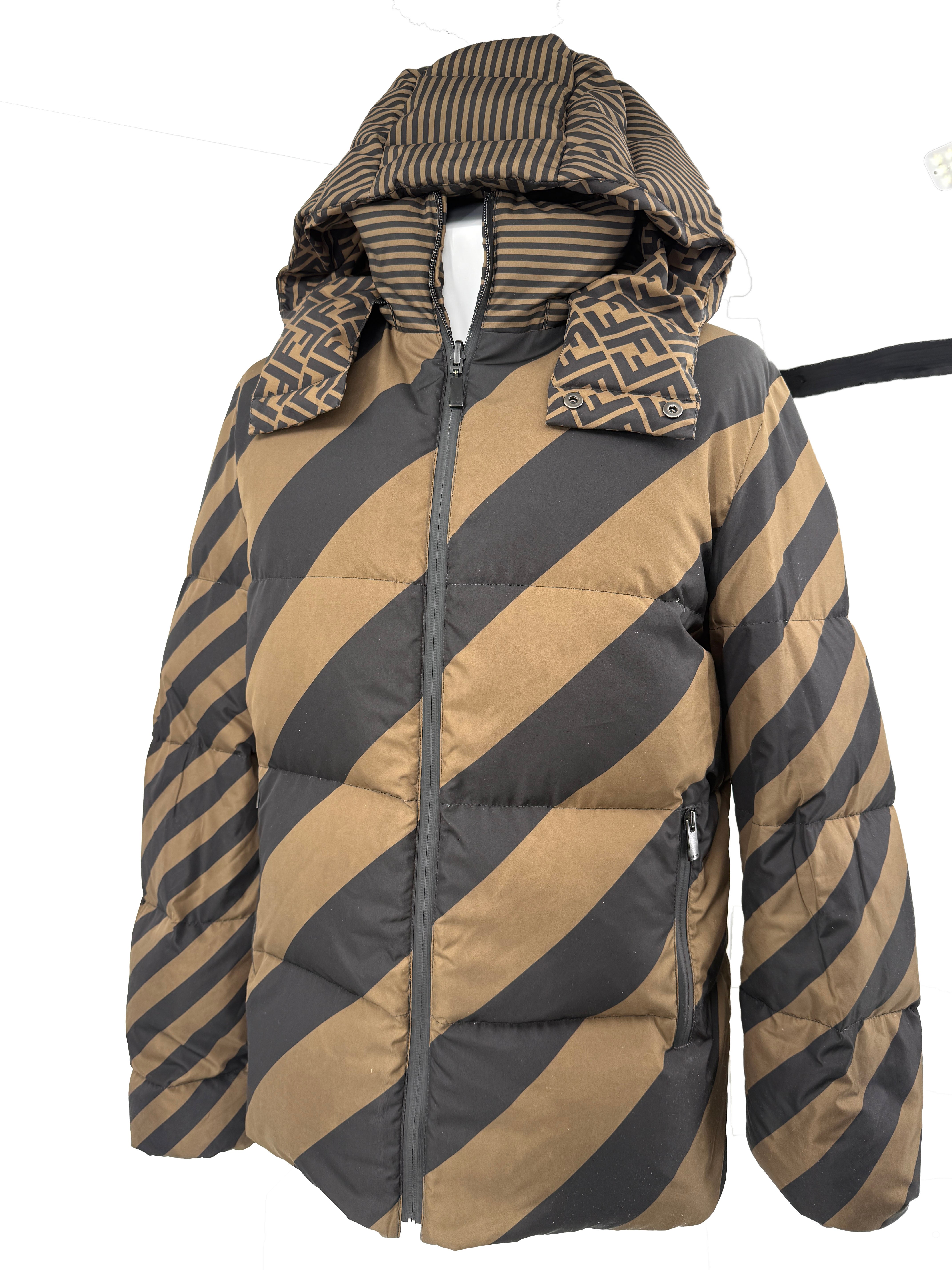 Fendi FF Logo Reversible Down Jacket - Brown