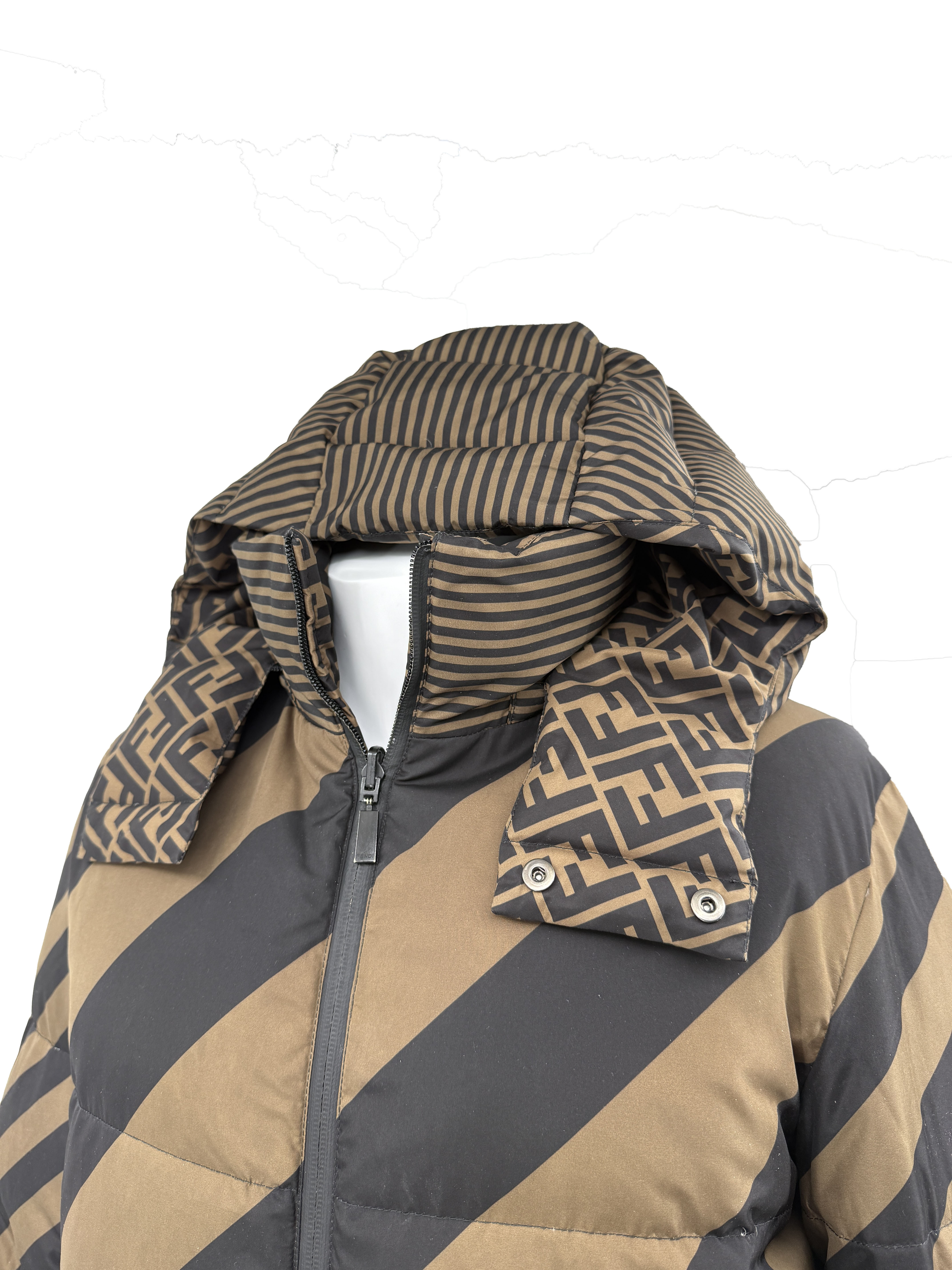 Fendi FF Logo Reversible Down Jacket - Brown