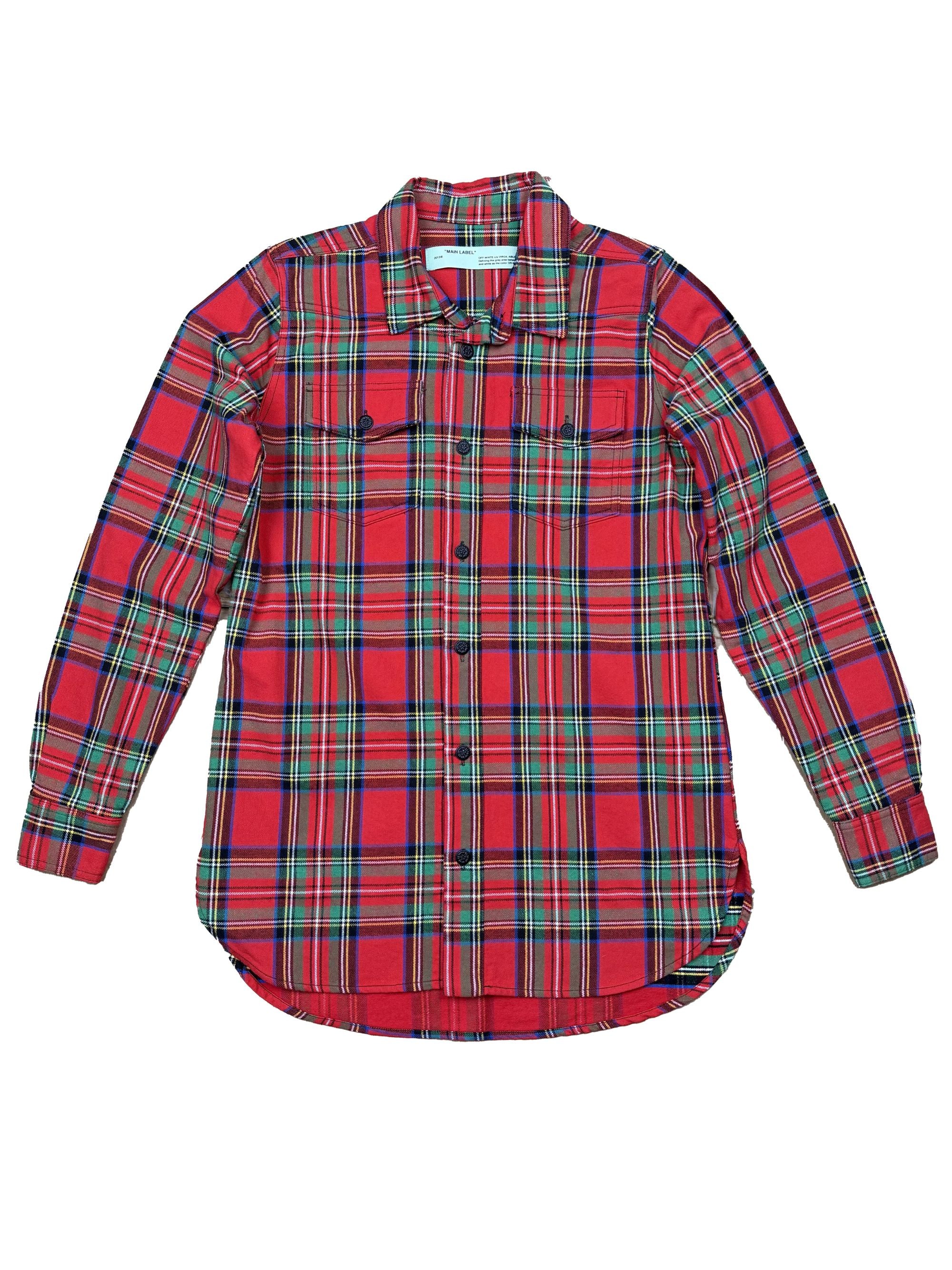 シャツ OFF-WHITE Tartan Shirt Off White Check Plaid Overshirt - Red