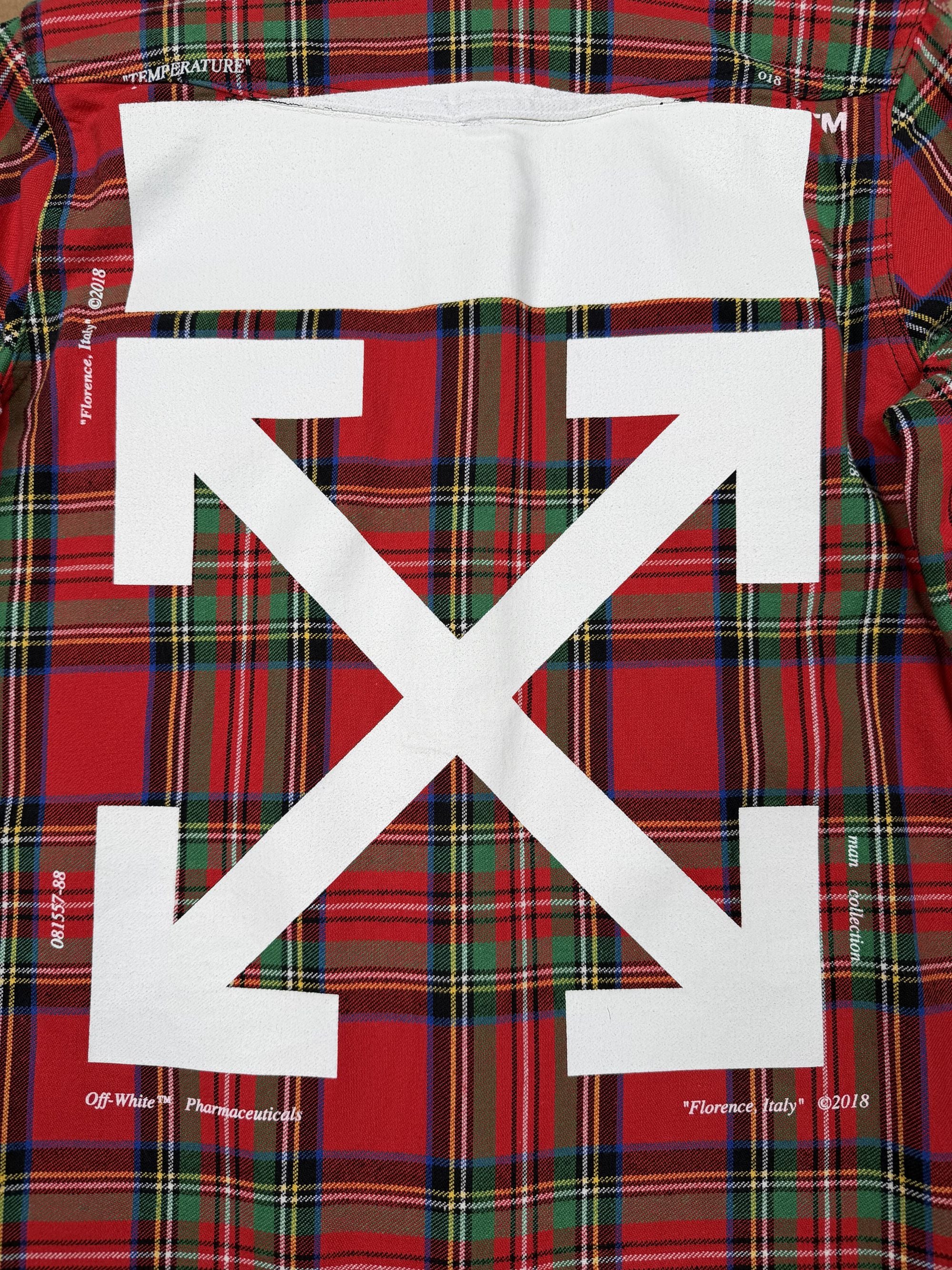 Off White Check Plaid Overshirt - Red