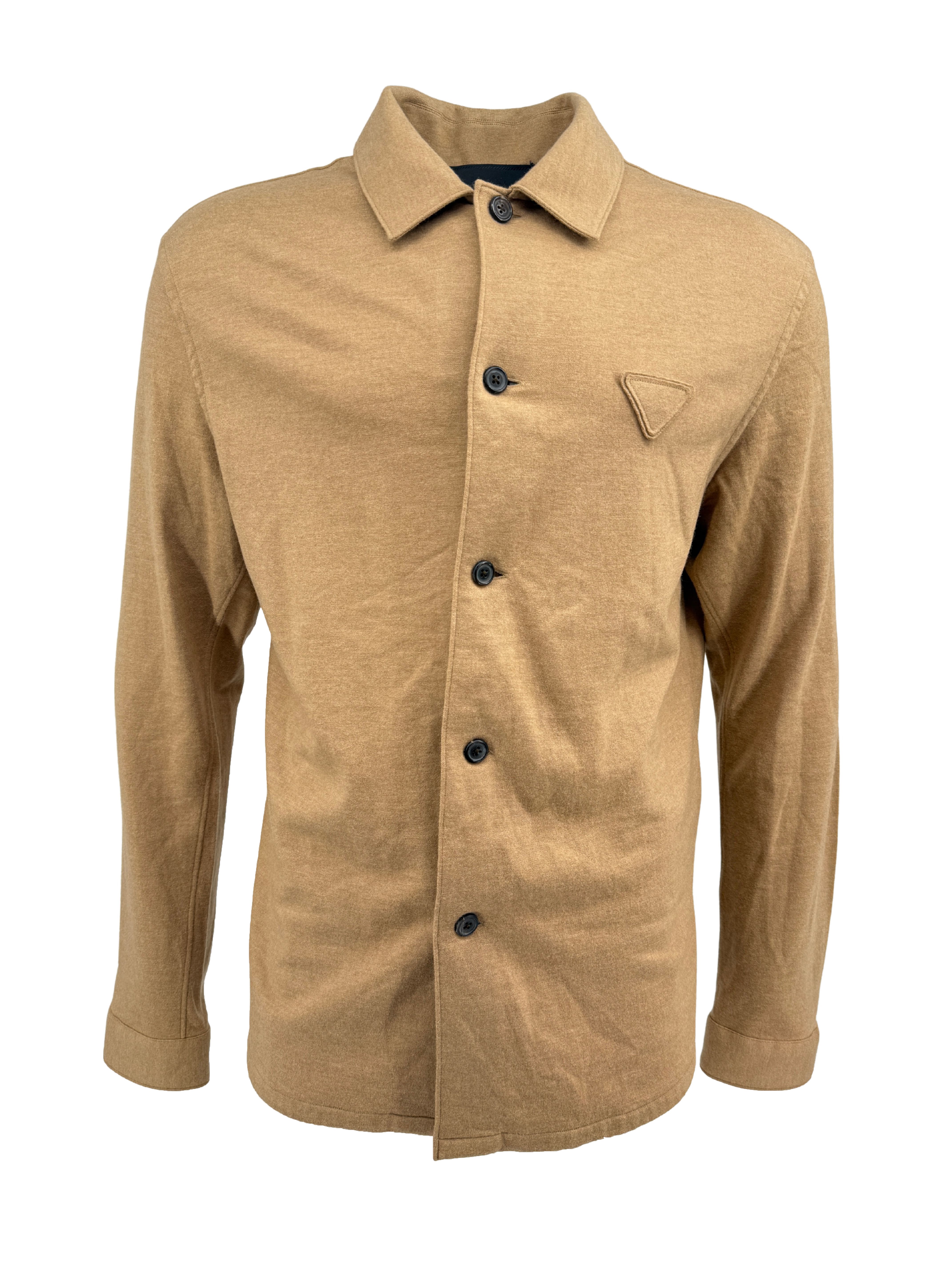 Prada Wool Blend Logo Shirt - Beige