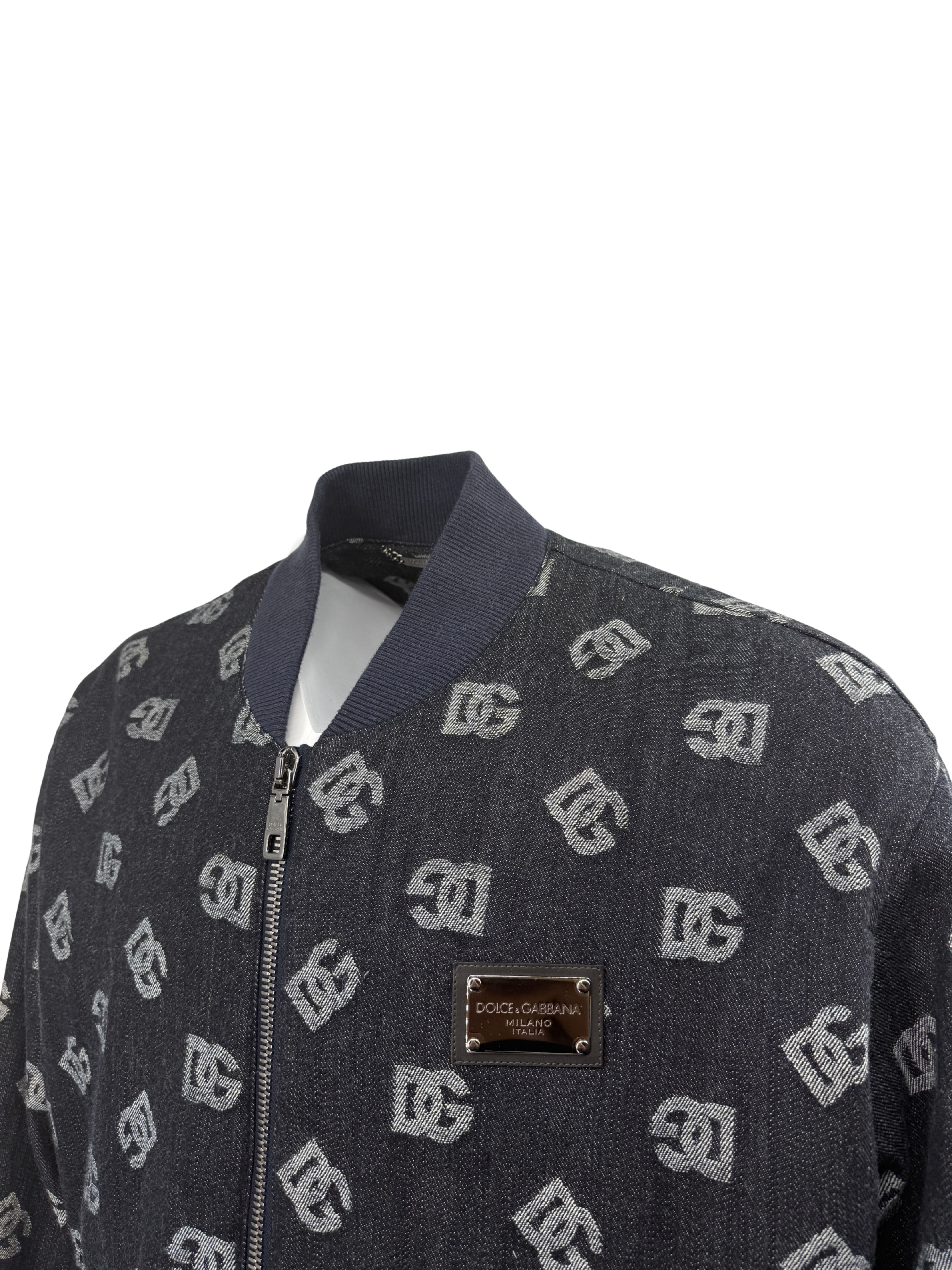 Dolce & Gabbana Monogram Denim Bomber Jacket - Navy Dolce & Gabbana