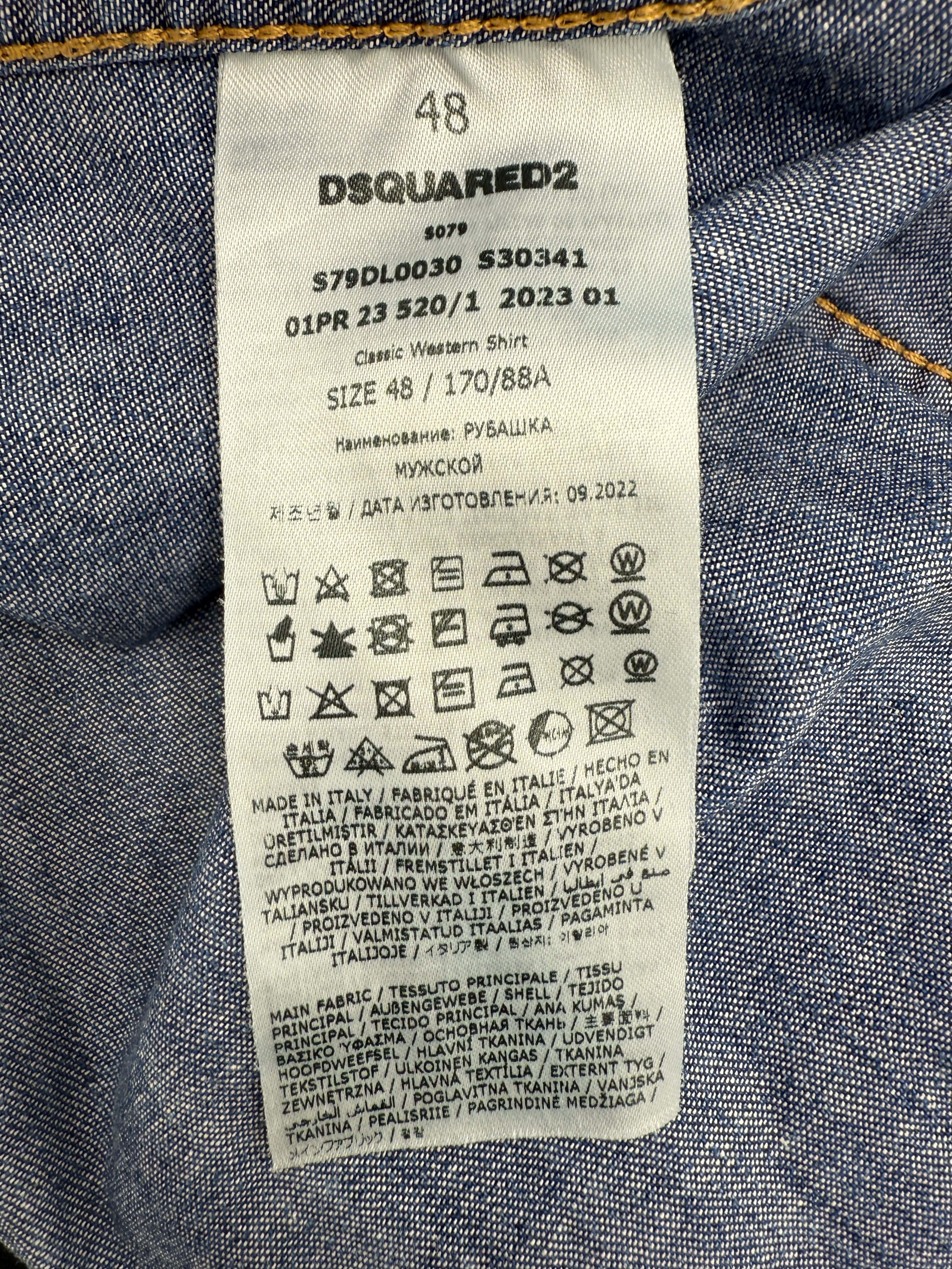 Dsquared2 ICON Denim Western Shirt - Blue Dsquared2