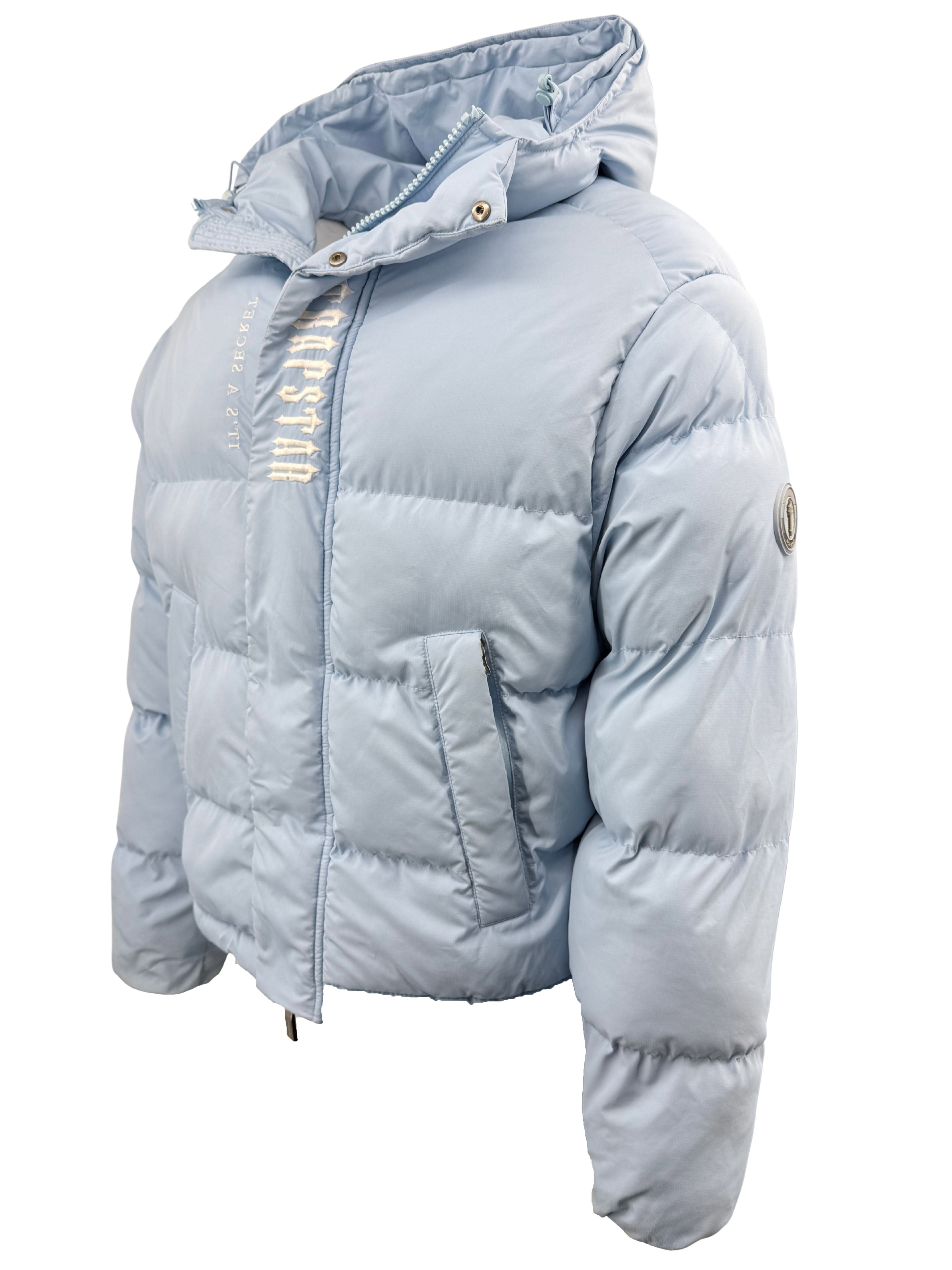 Trapstar Decoded Hooded Puffer Jacket - Light Blue Trapstar