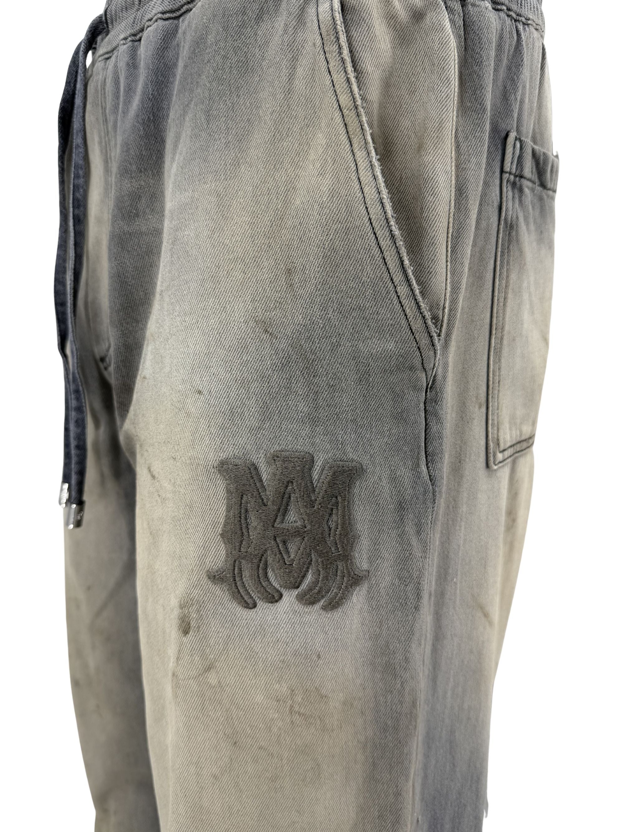 Amiri Distressed RLX Baggy Straight Leg Jeans - Grey Amiri