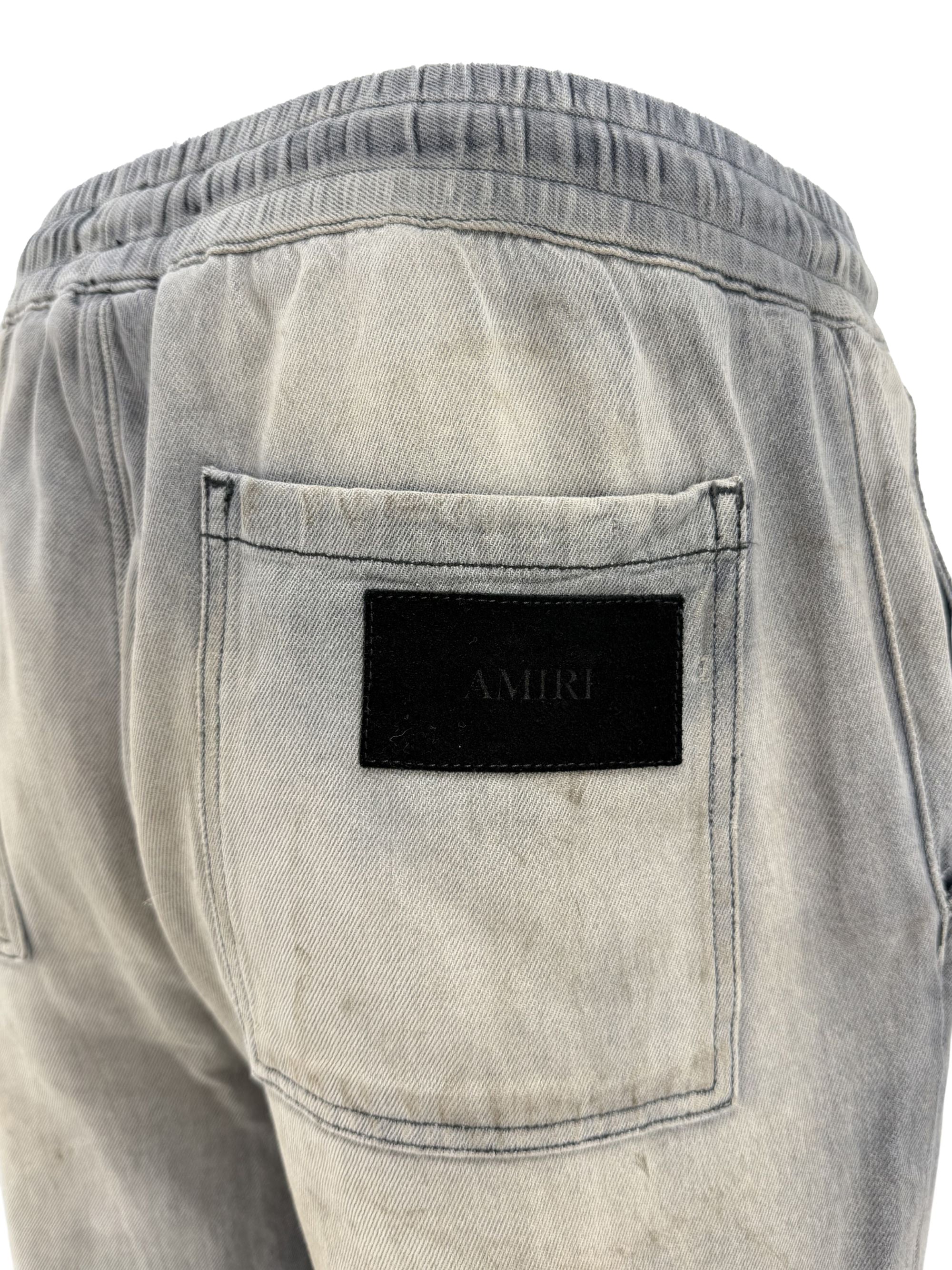 Amiri Distressed RLX Baggy Straight Leg Jeans - Grey Amiri