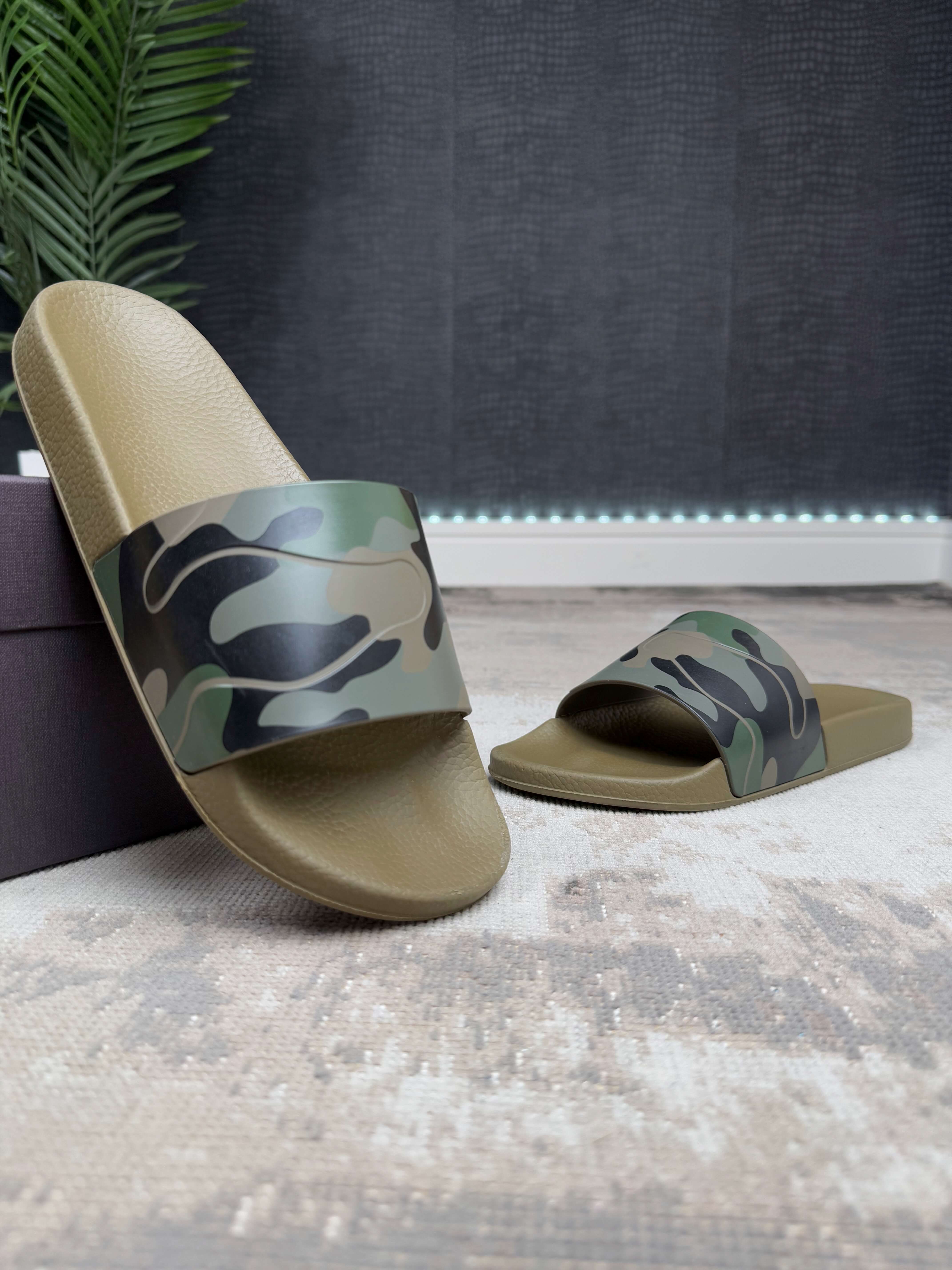 Valentino Camo Rubber Slider - Camo Green Valentino