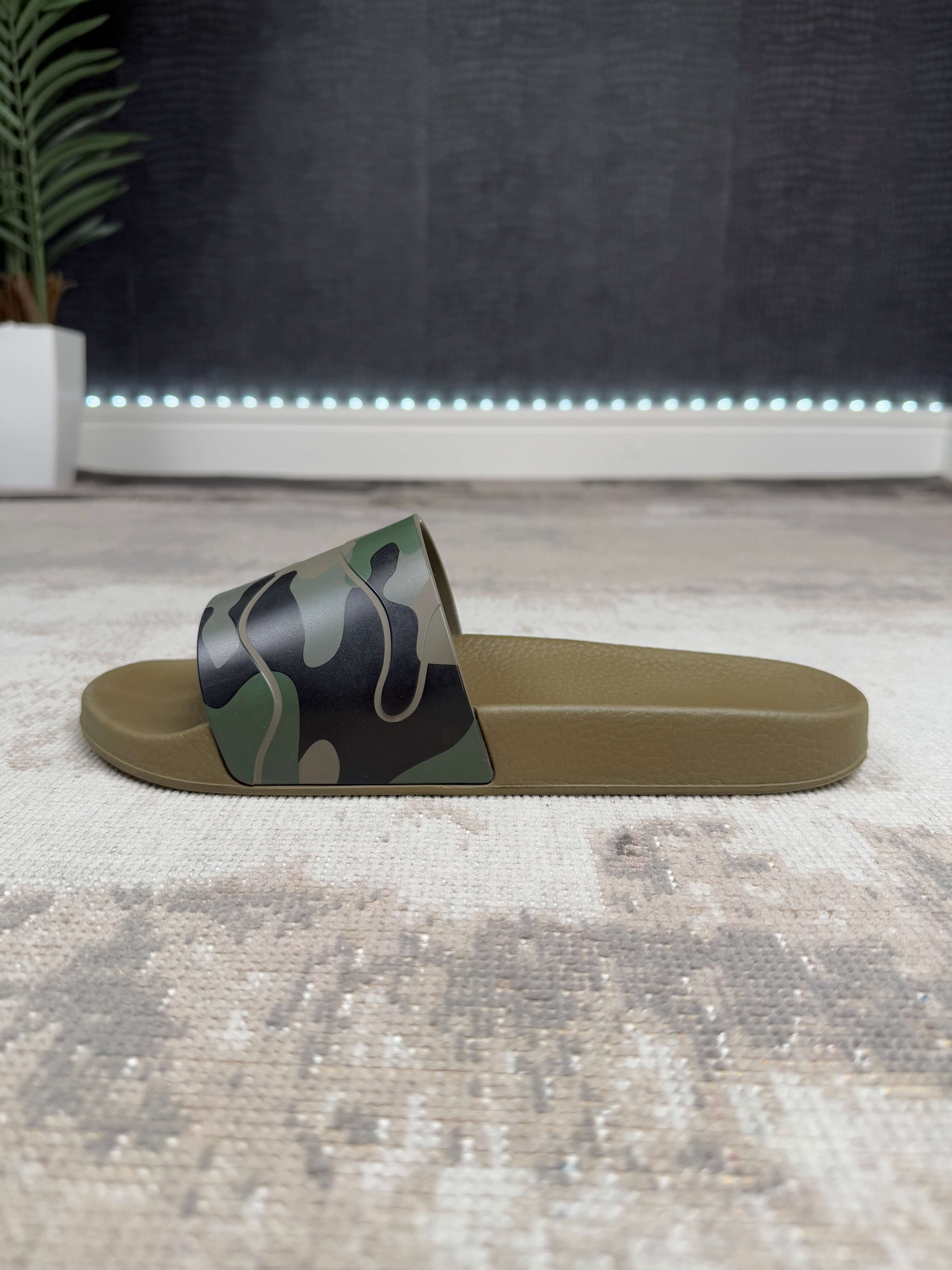 Valentino Camo Rubber Slider - Camo Green Valentino