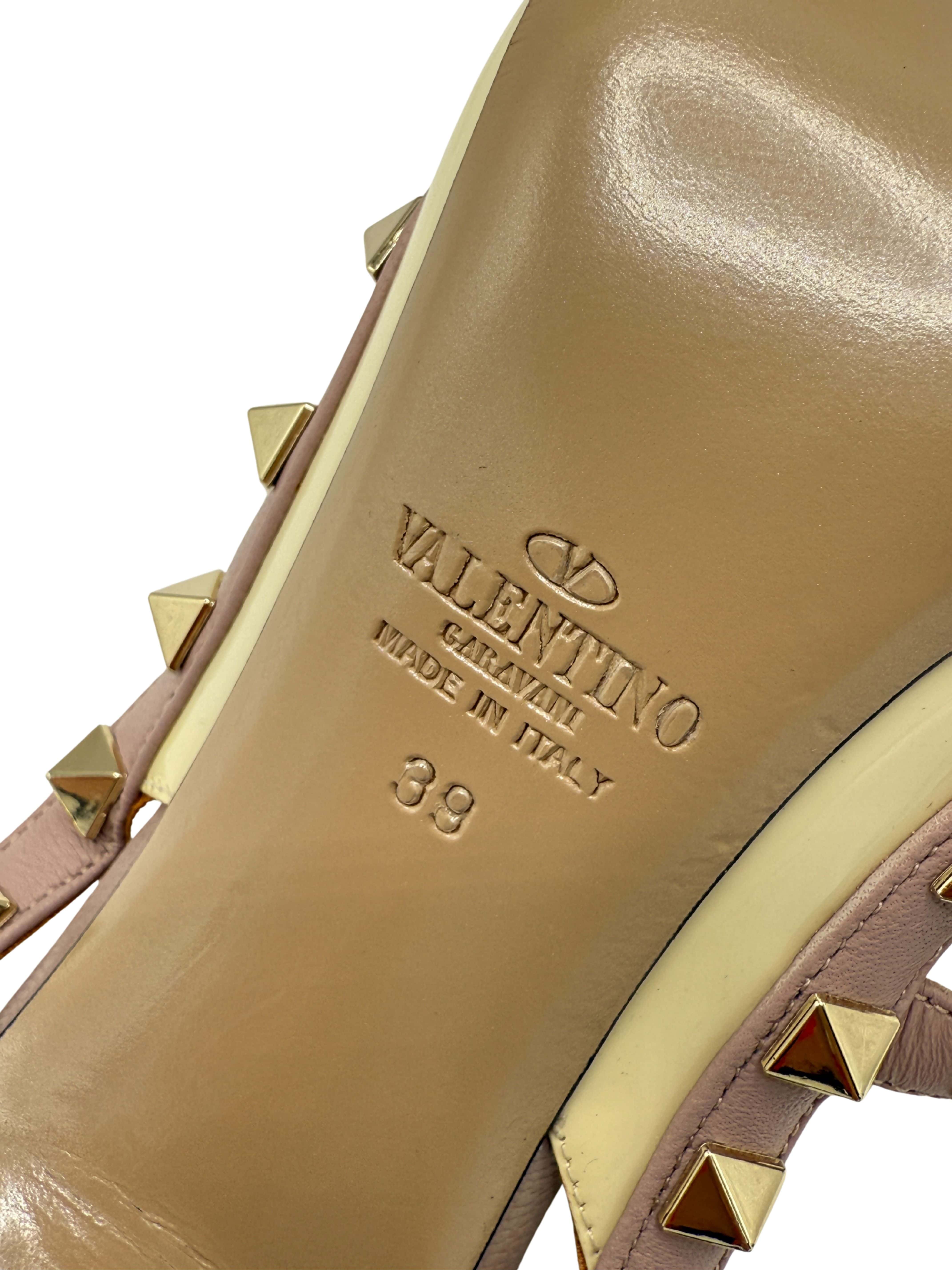 Valentino Rockstud Ankle Strap Pumps - Cream Valentino