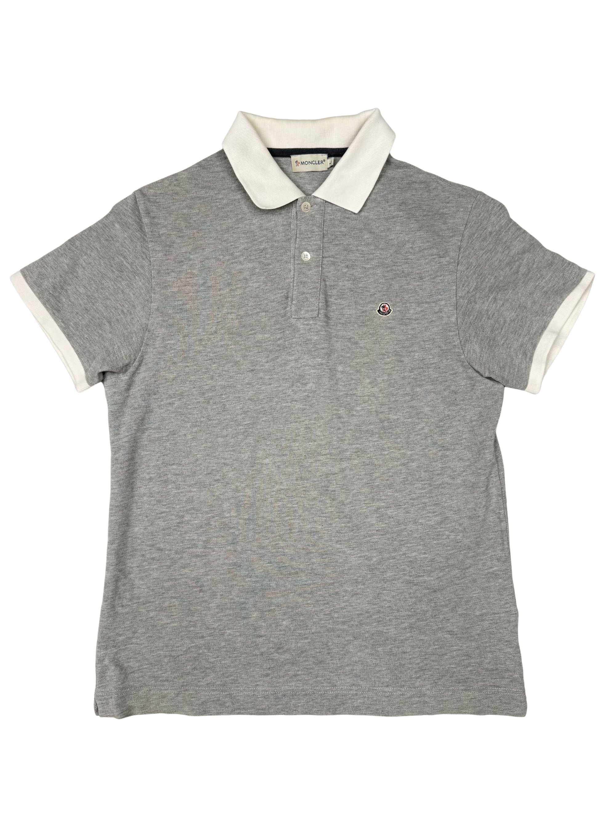 Moncler Badge White Collar Polo - Grey Moncler