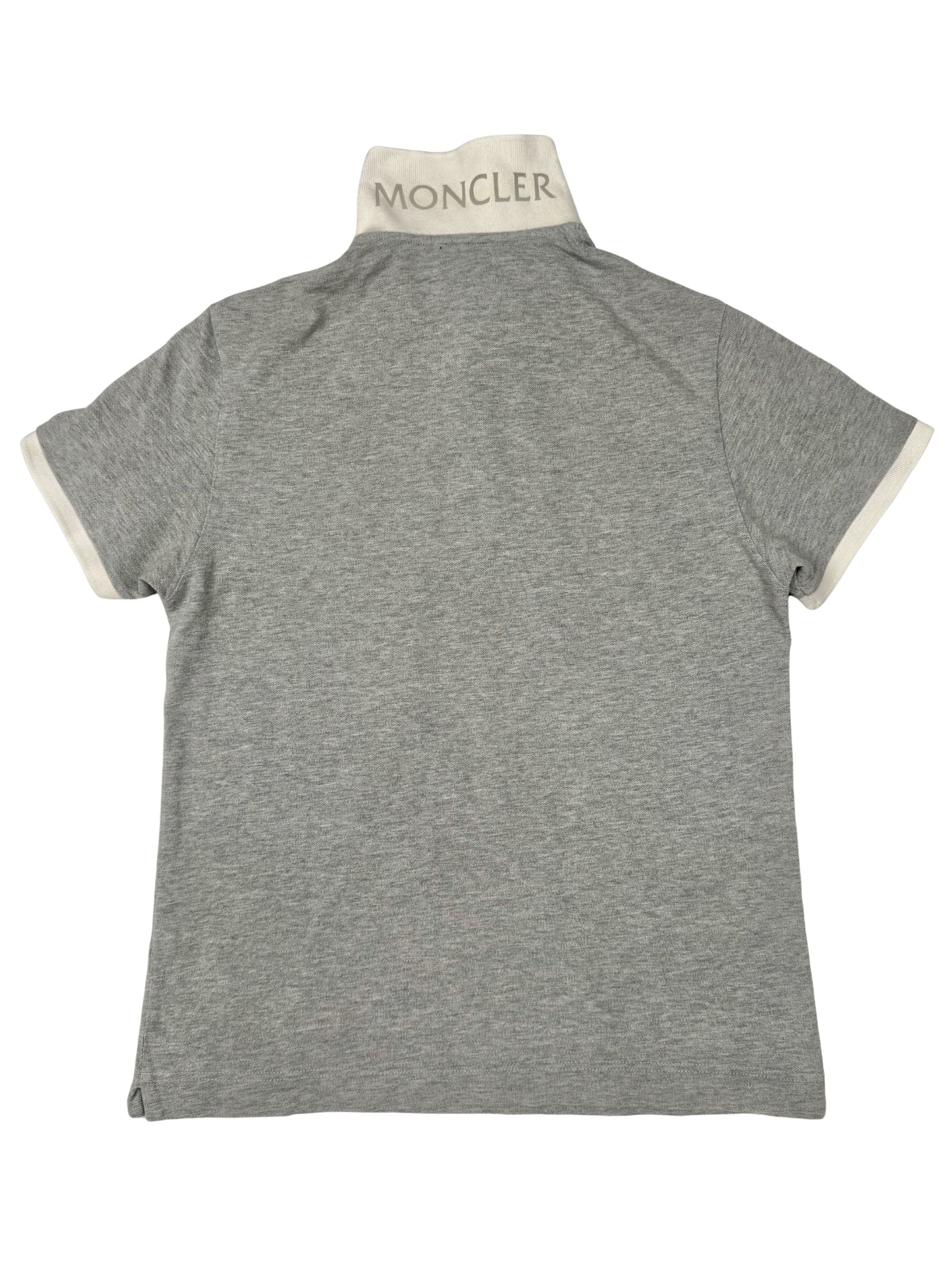 Moncler Badge White Collar Polo - Grey Moncler