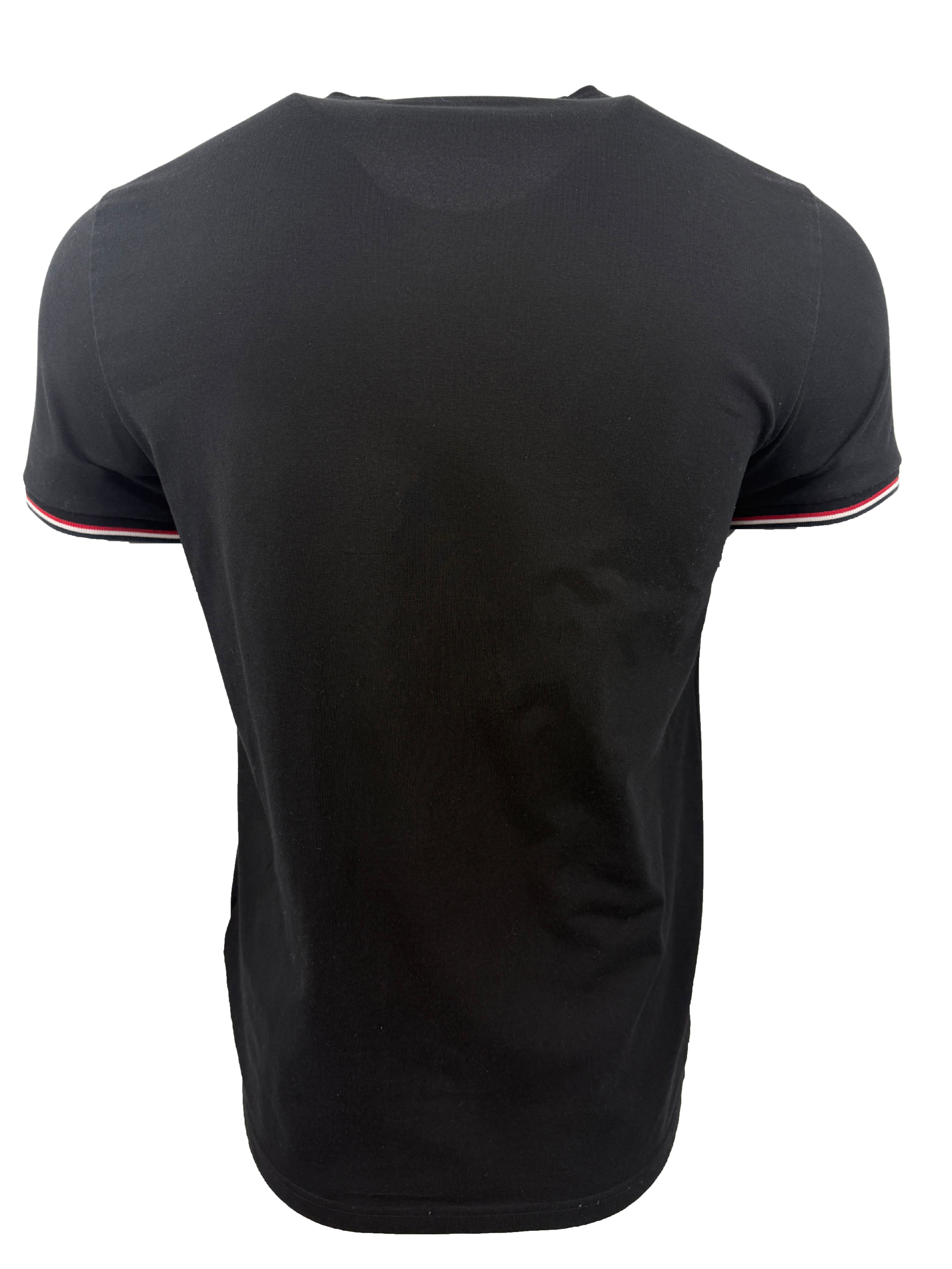 Moncler Tricolour-Trimmed T-Shirt - Black Moncler