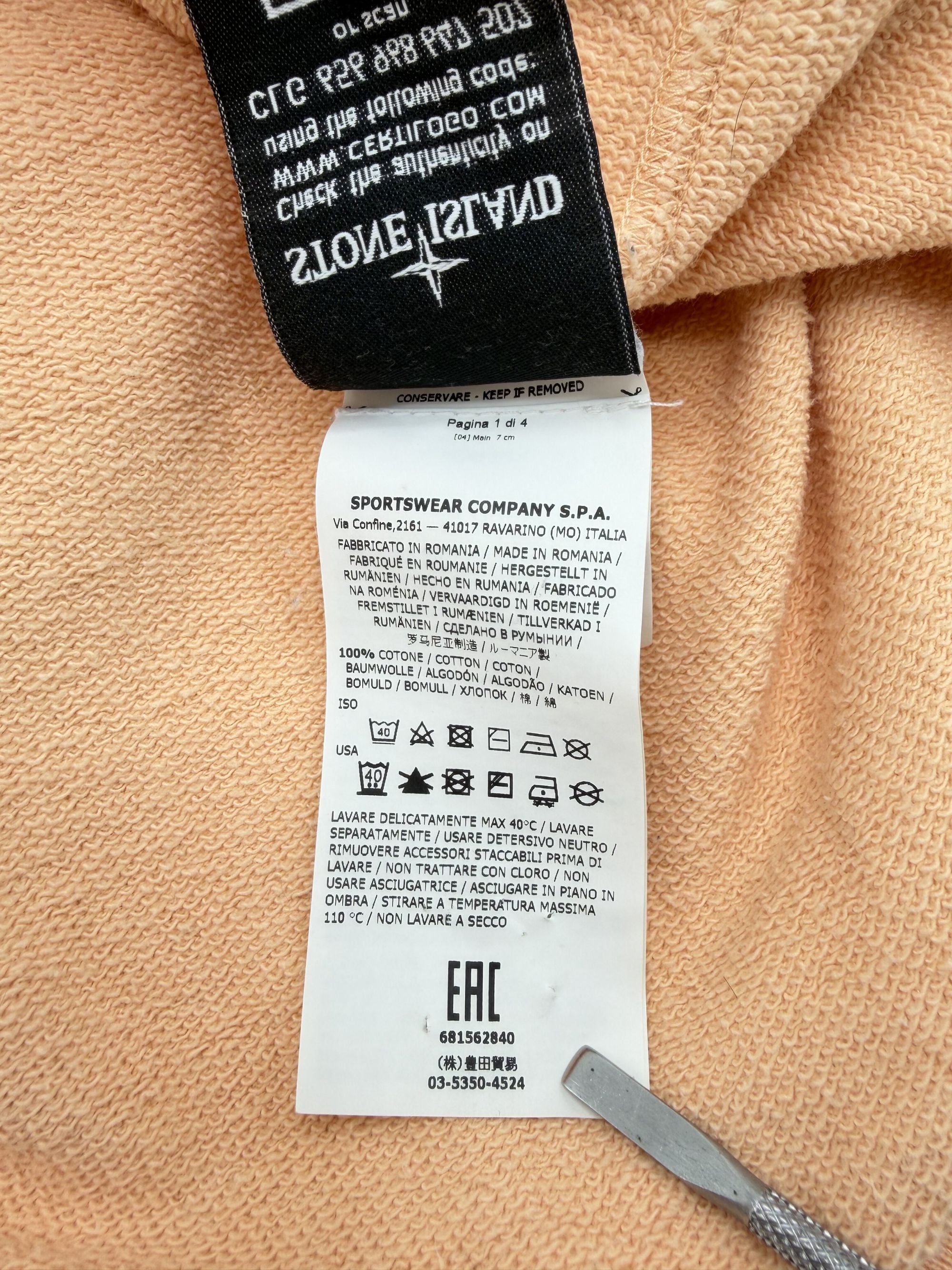 Stone Island Badge Hoodie - Coral Stone Island