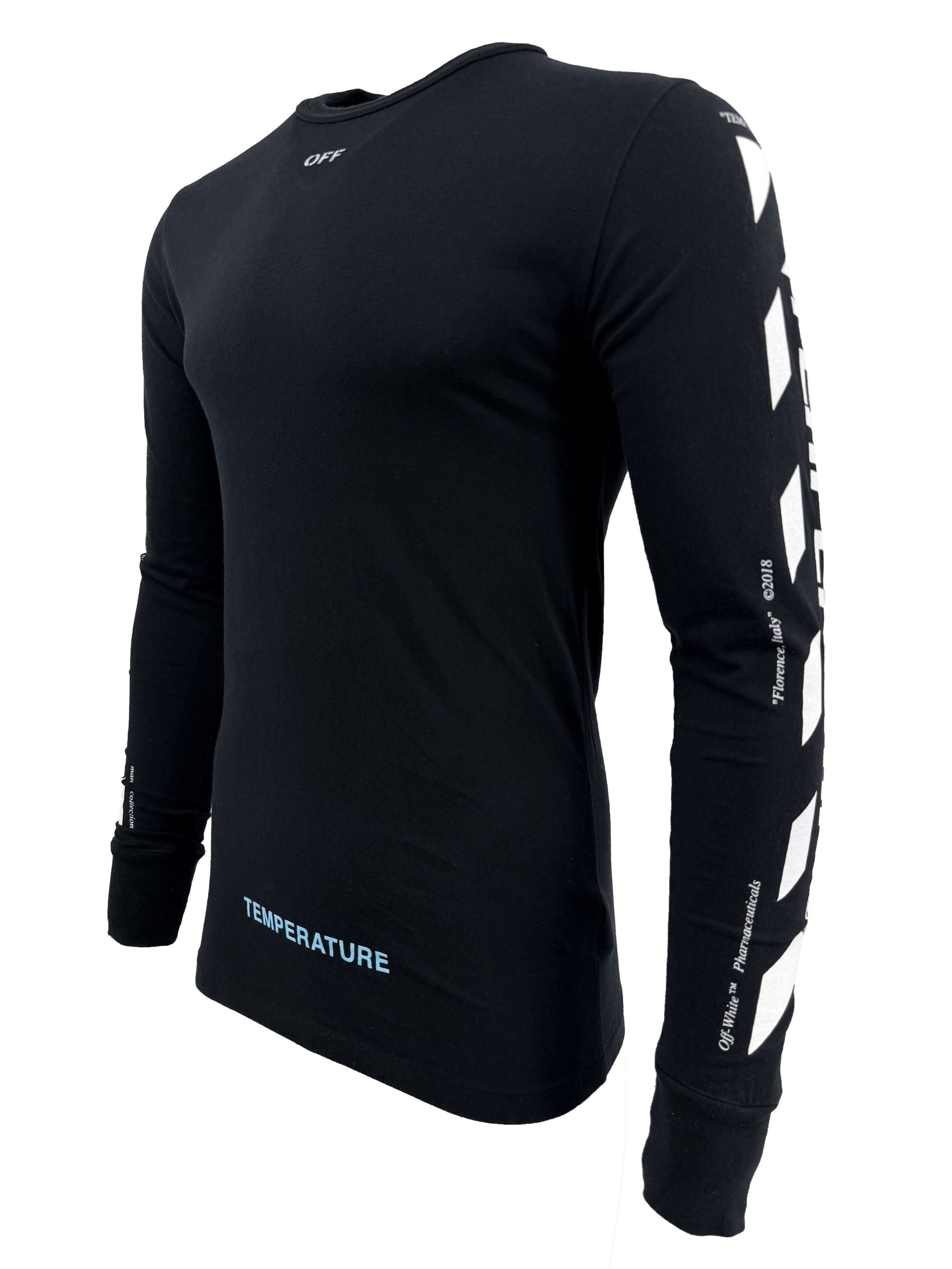 Off-White Tempreture Print Long Sleeve T-Shirt - Black Off-White