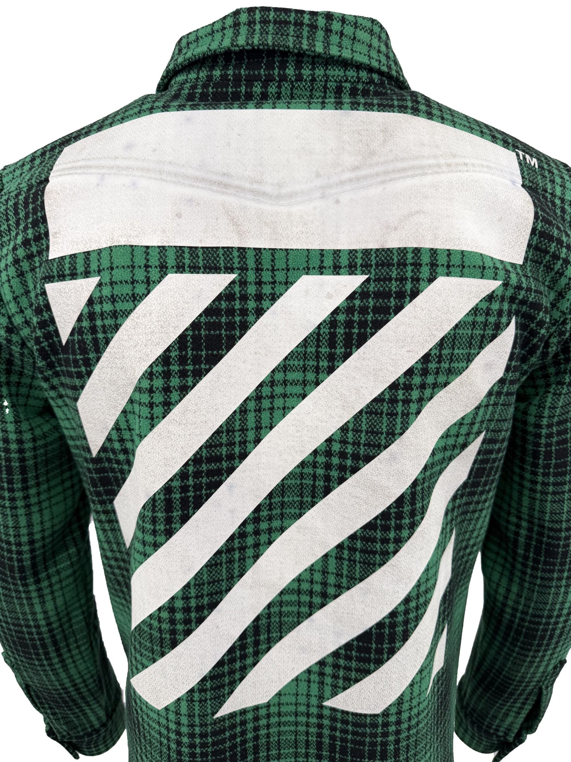 Off-White Check Print Overshirt - Green Off-White