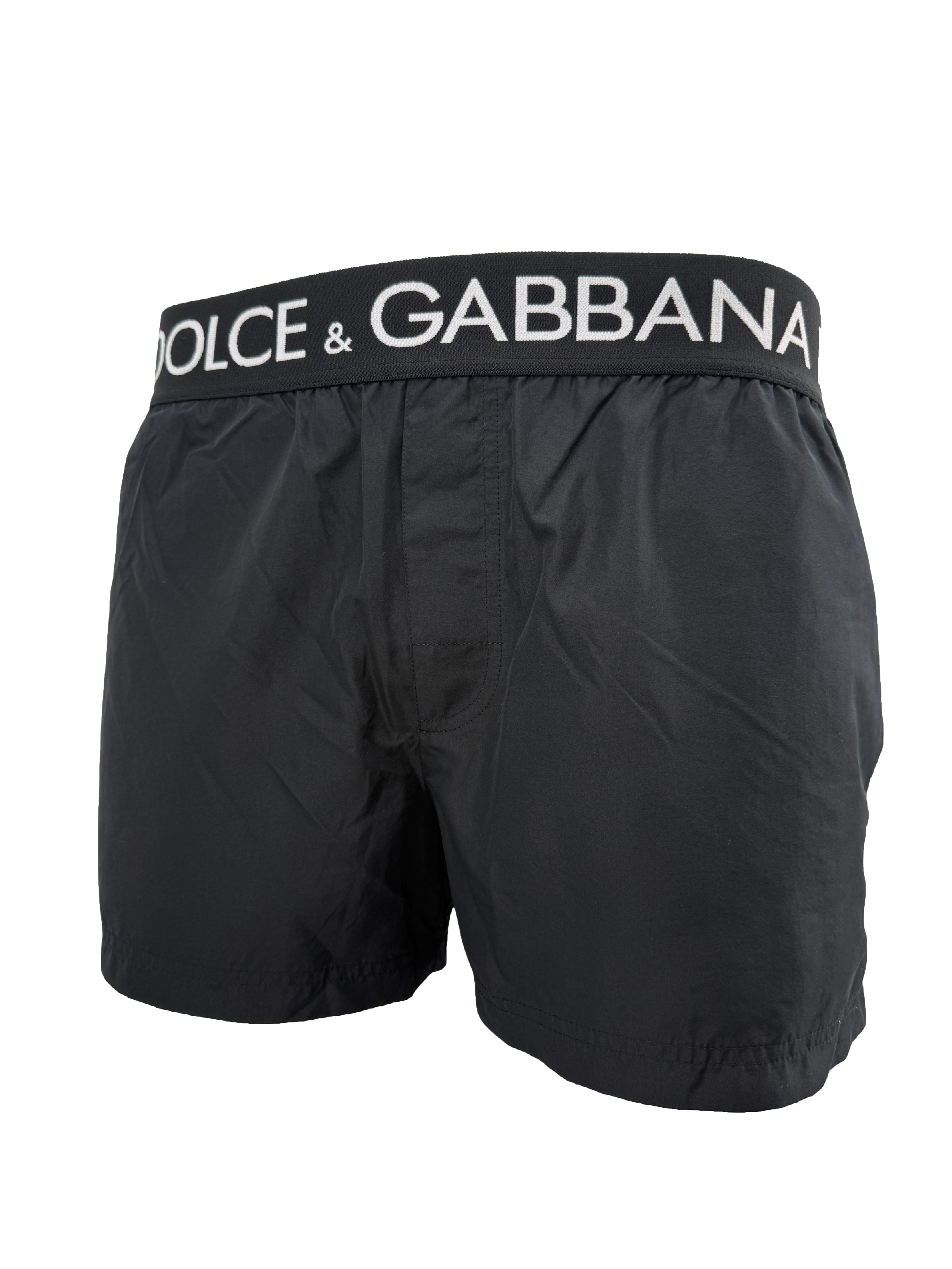 Dolce & Gabbana Logo-waistband Swim Shorts - Black Dolce & Gabbana
