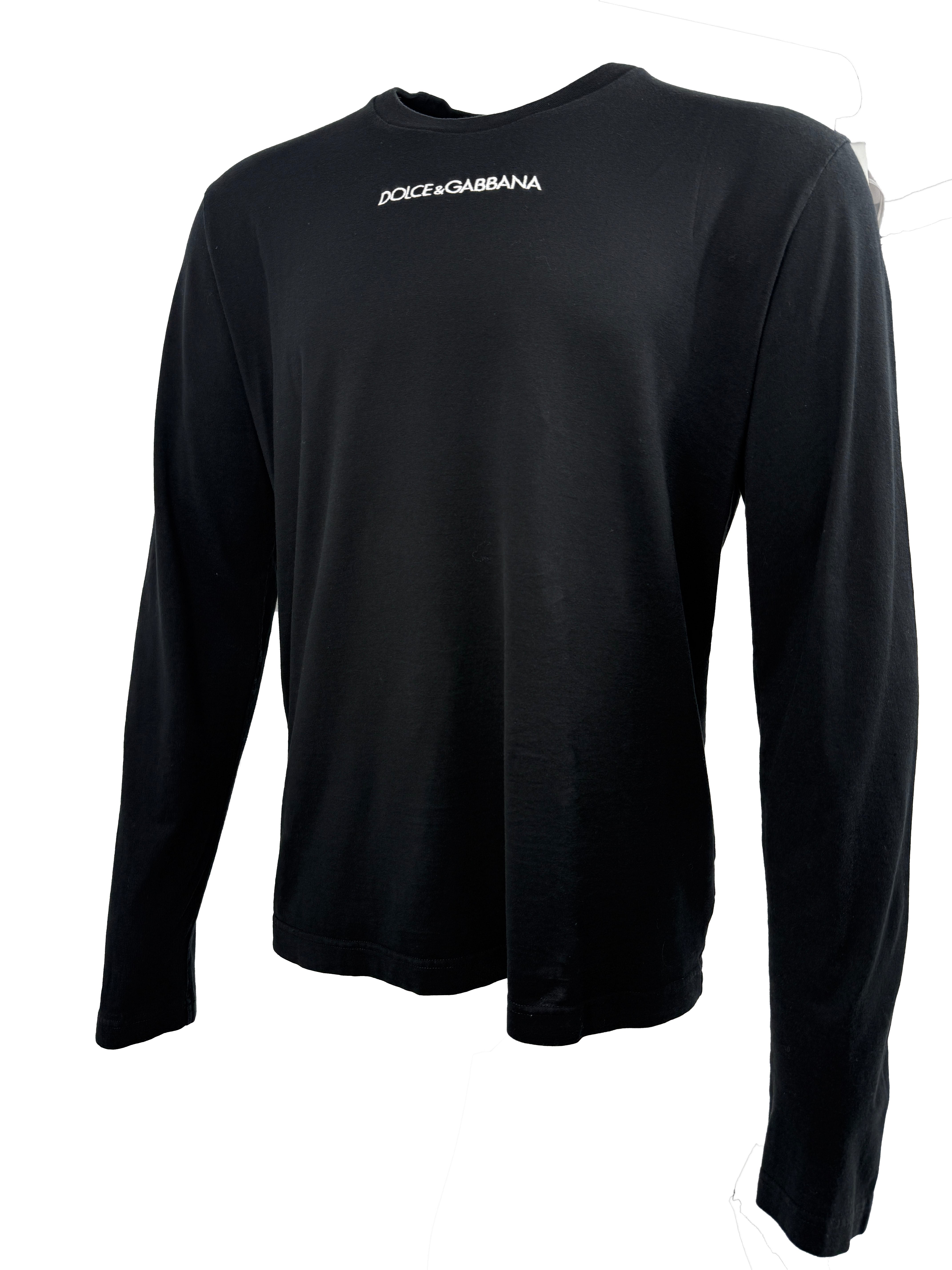 Dolce & Gabbana Embroidered Logo Long Sleeve T-Shirt - Black Dolce & Gabbana