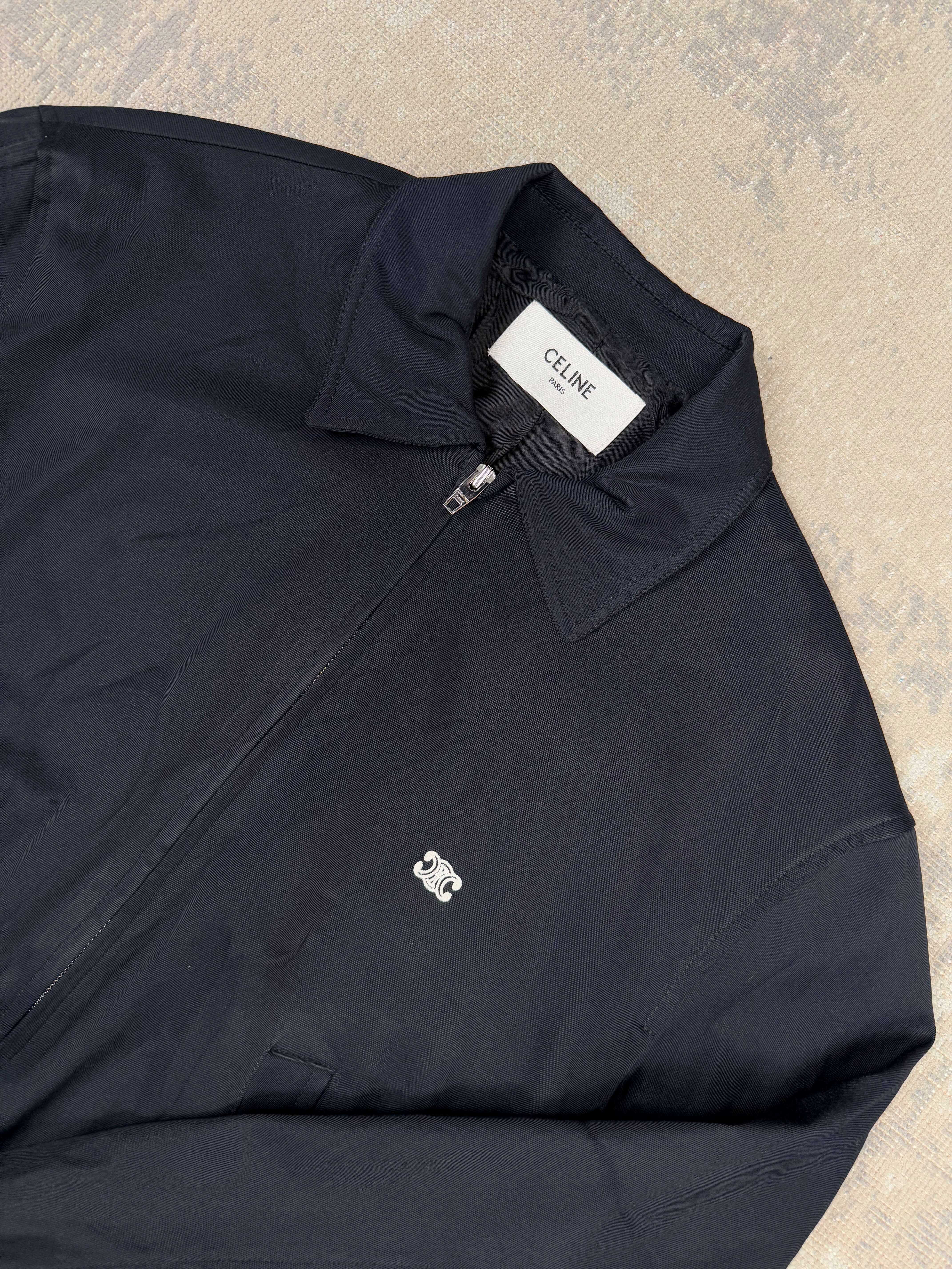 celine navy jacket 極美品38ネイビー CELINE セリーヌ 2 8G94 4154 フィービー期 レザー ヨーク切替