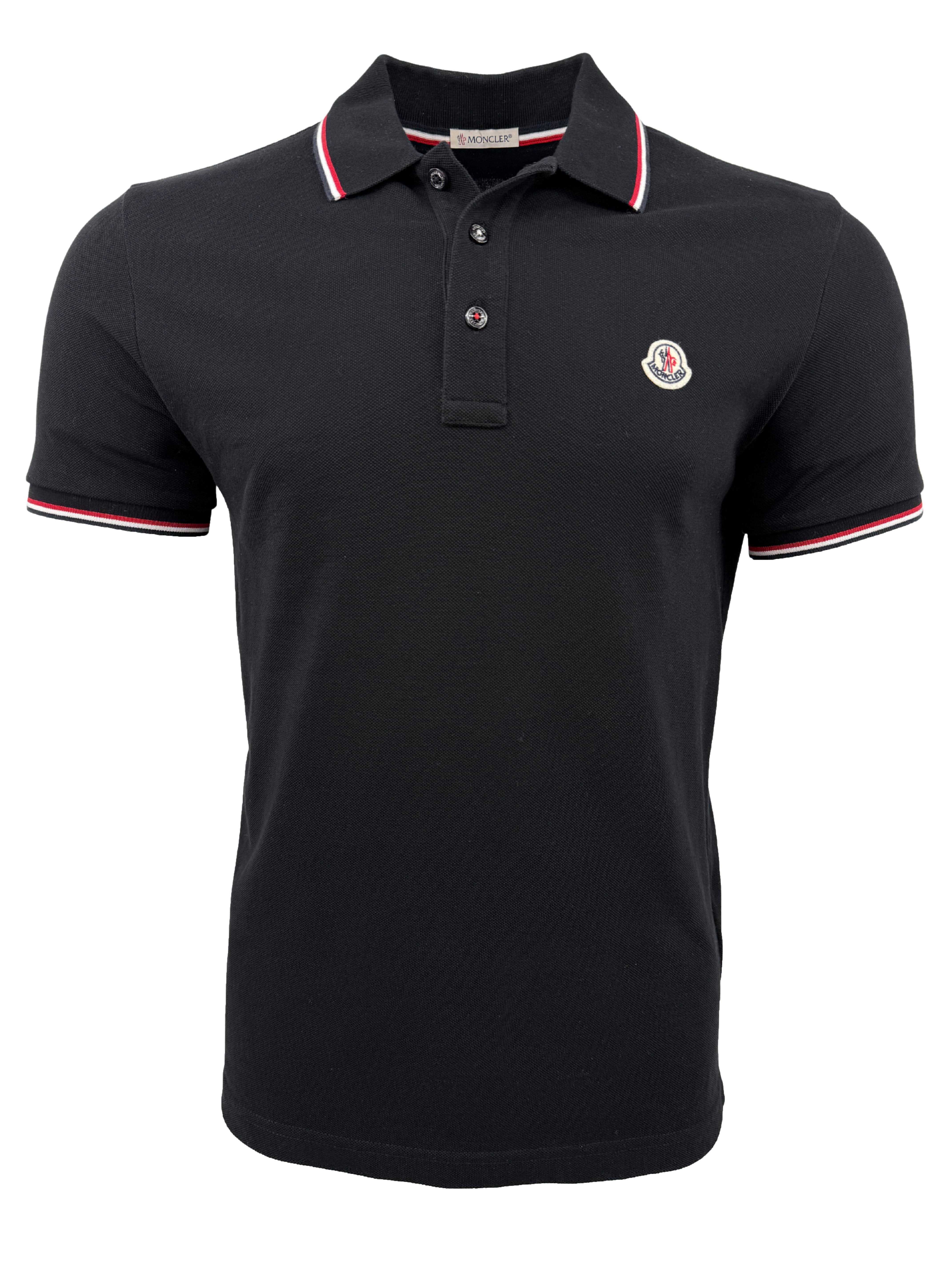 Moncler Tricolour Badge Polo - Black Moncler