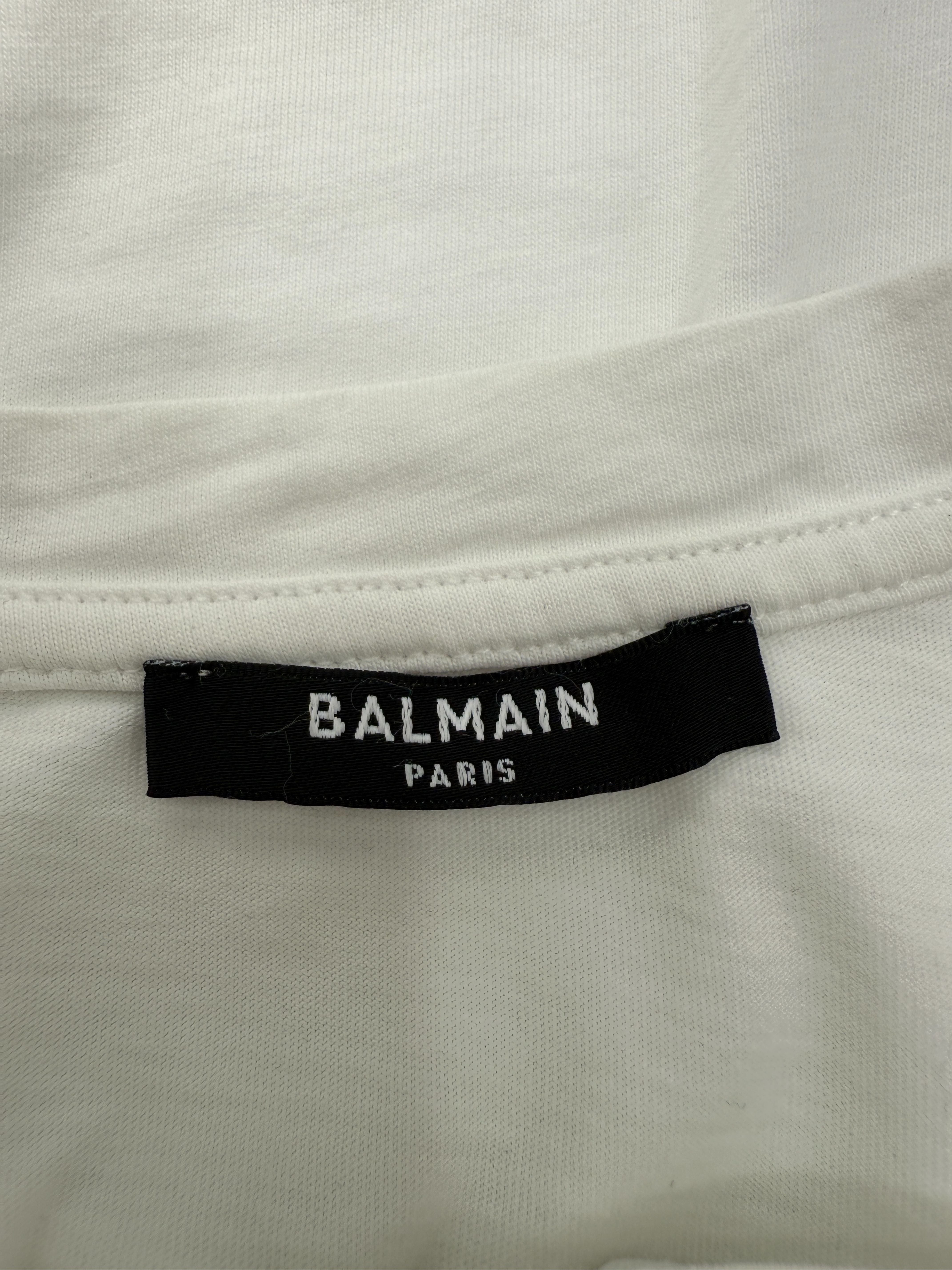 Balmain Arm Logo Long Sleeve T-Shirt - White Balmain